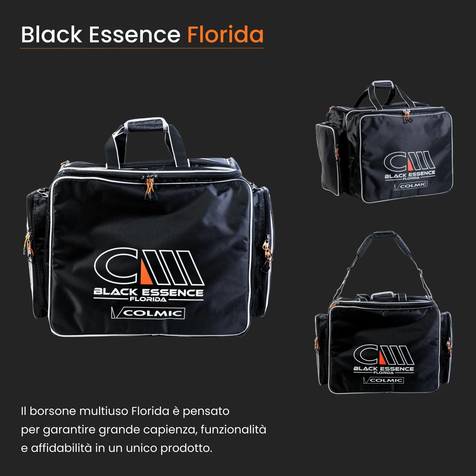 Colmic Black Essence – Equipo técnico de pesca y deporte, tejido de alto rendimiento, múltiples bolsillos, viaje, fitness y piscina