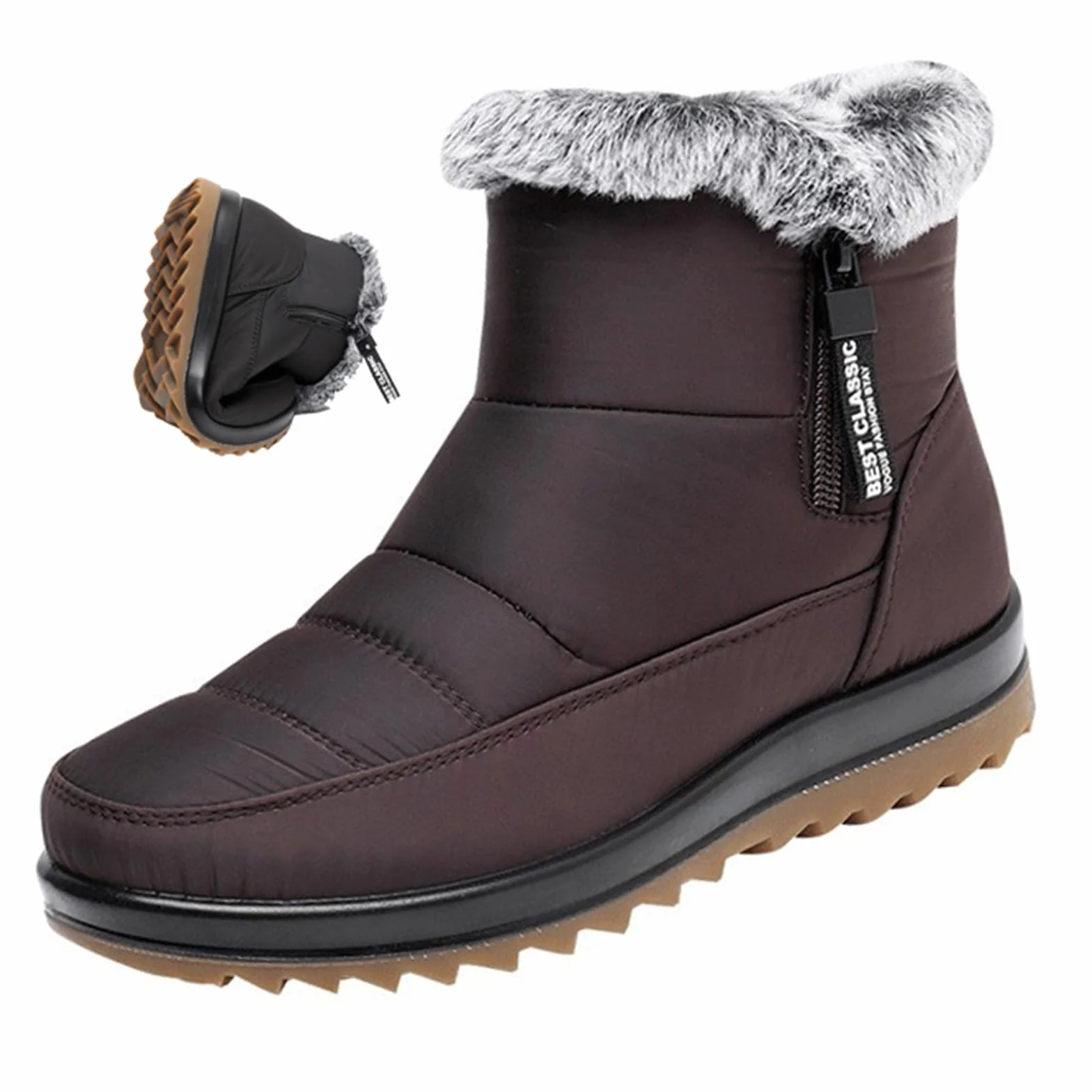 Botas de nieve de invierno para mujer, impermeables, antideslizantes, con forro de piel cálida, botas de invierno cómodas para exteriores