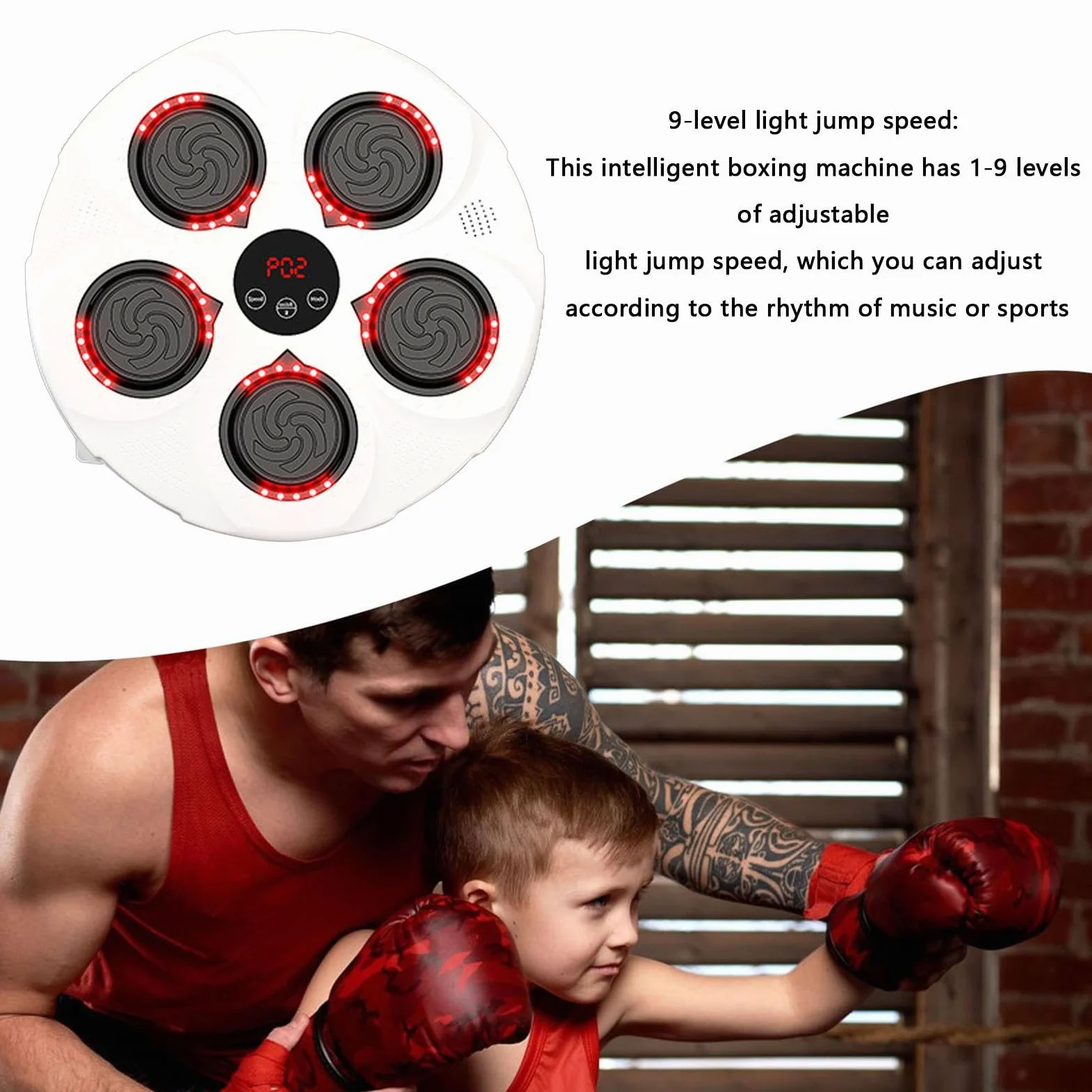 Cojín de boxeo musical - cojín de boxeo inteligente, equipo de boxeo inteligente | Objetivo de boxeo de música electrónica con guantes de boxeo, entrenador de boxeo de música inalámbrico montado en la
