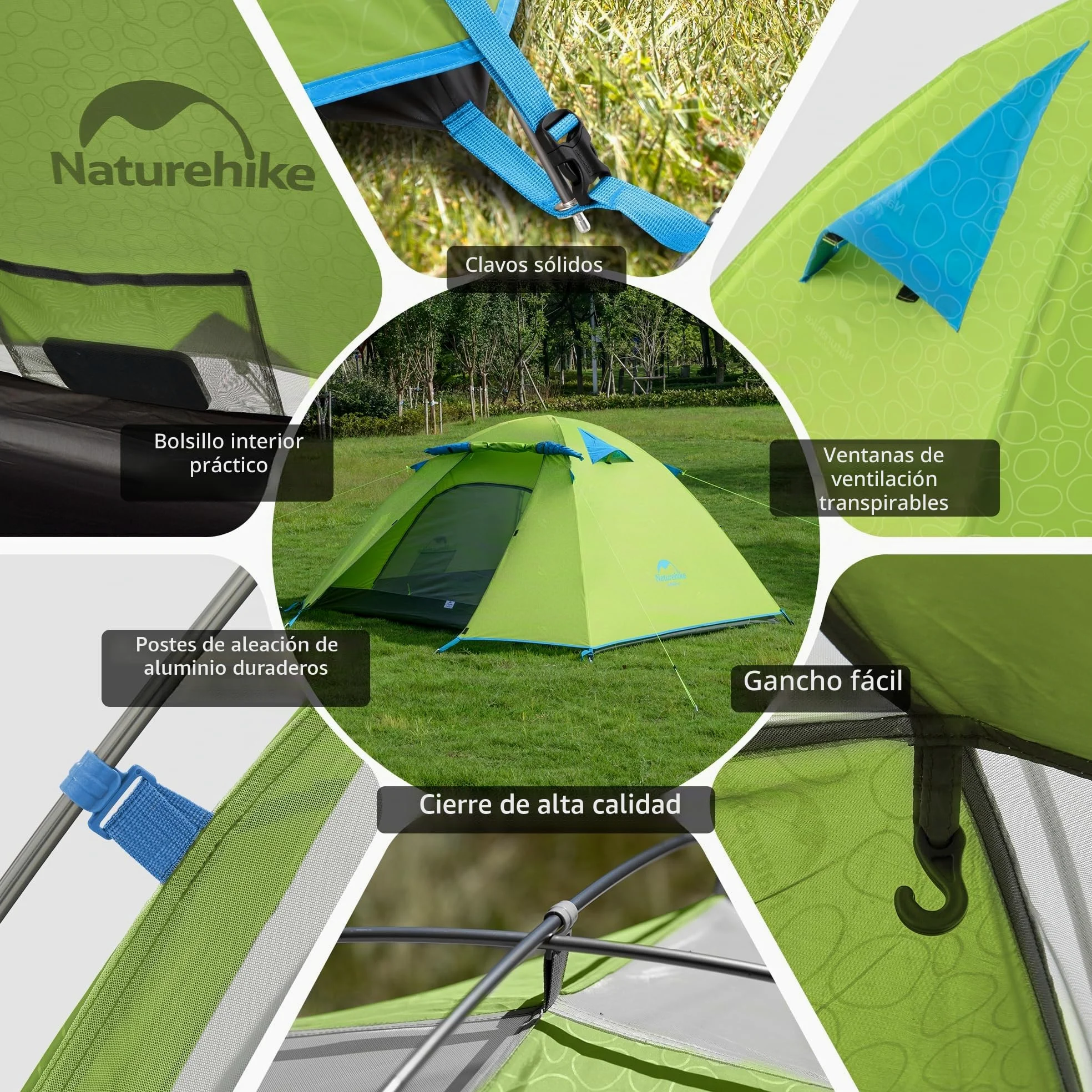 Naturehike Profi Series Tienda 2 Personas Impermeable Ultra Ligera 3-4 Estaciones PU3000mm 2.1kg Paquete Compacto Camping Montañismo Ciclismo Senderismo
