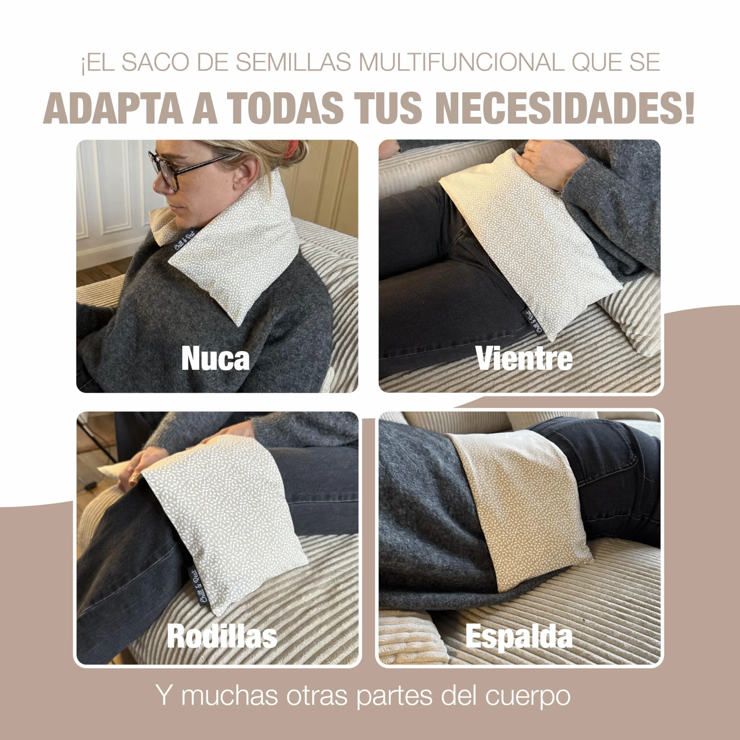 Saco de semillas para microondas Chill&Rest Naturelle Beige