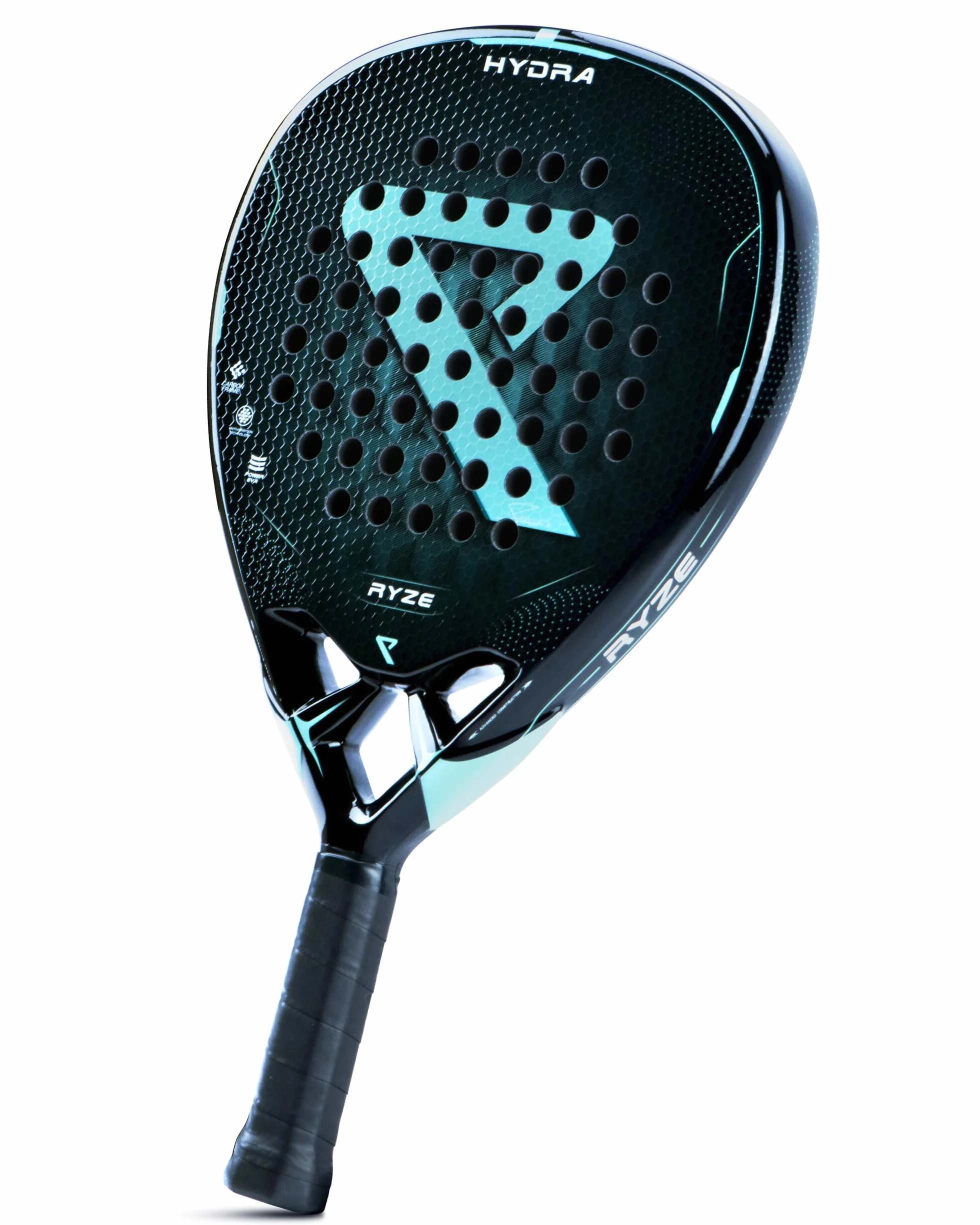 RYZE Hydra Pala de Padel 100% Fibra de Carbono - Máxima Potencia y Control - Raqueta de Padel 365g con Espuma EVA-18 Flex - Unisex Pala de Padel para Hombre y Mujer - Padel Raqueta con Funda Incluido