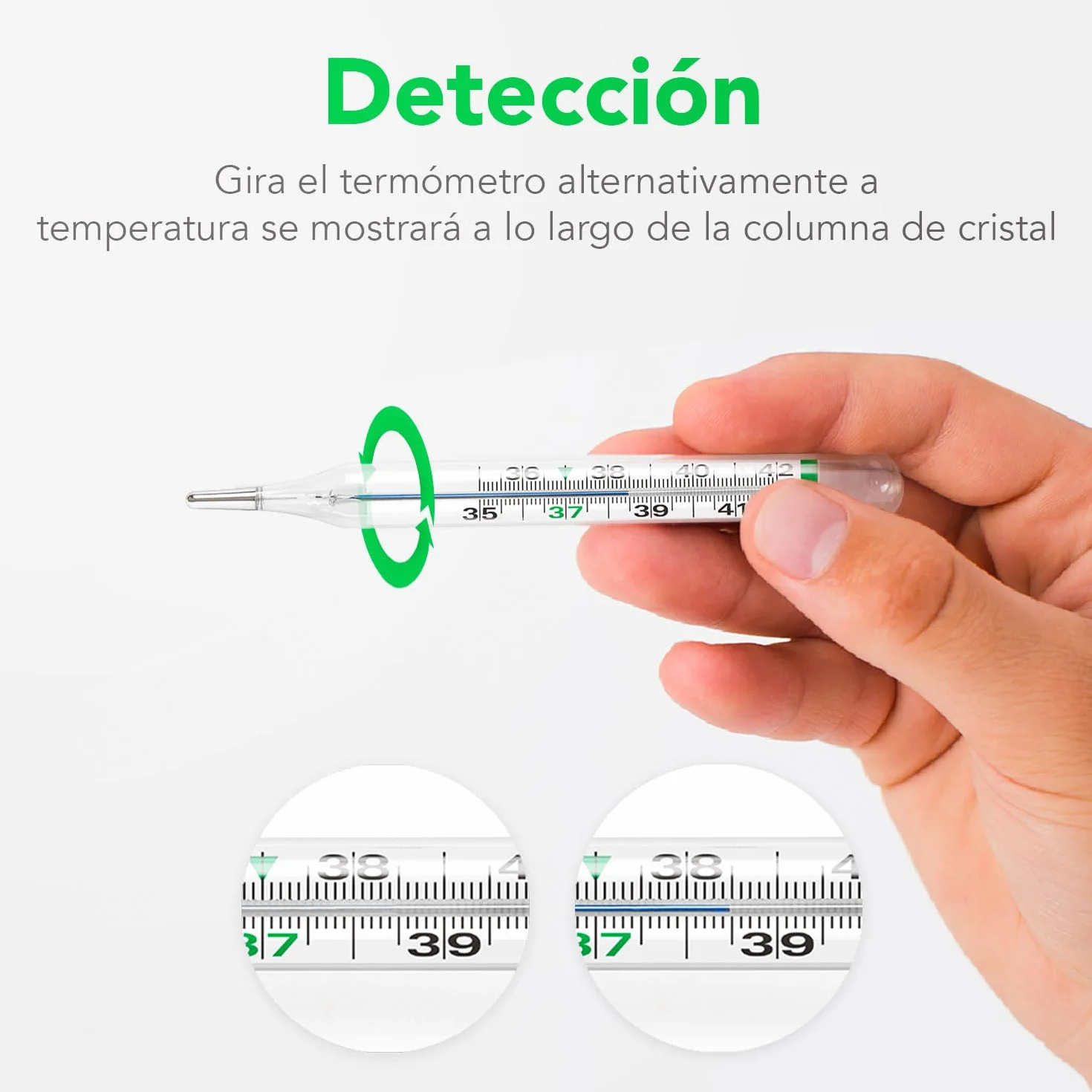 ECOTHERM Termómetro Clínico de Vidrio para Fiebre de Galio Sin Mercurio Ecológico