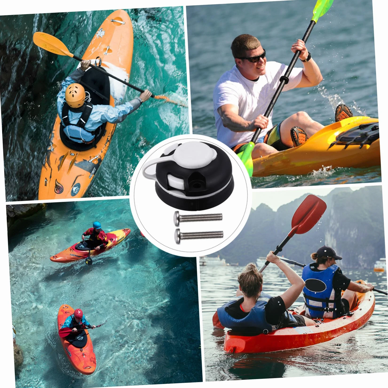 Base de Montaje Redonda para Kayak, Accesorio para Soporte de Caña de Pescar, Material Resistente Tornillos, Compacto y Portátil, Adecuado para Pesca en Bote y Canoa