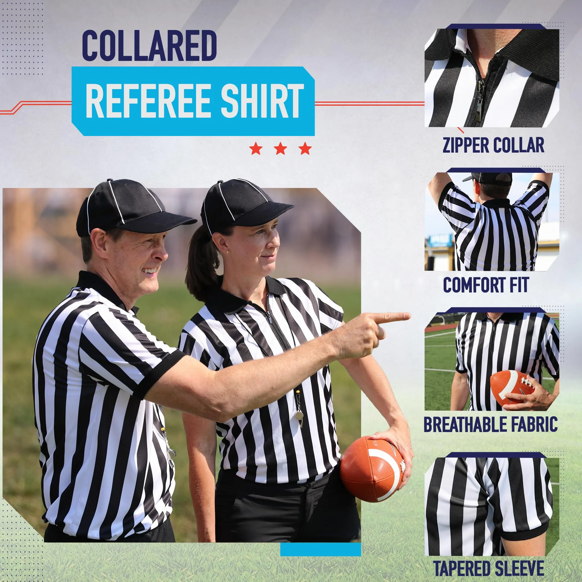 Murray Sporting Goods Camiseta de árbitro para hombre con cuello | Camiseta oficial de manga corta para hombre, disfraz de fútbol de Halloween
