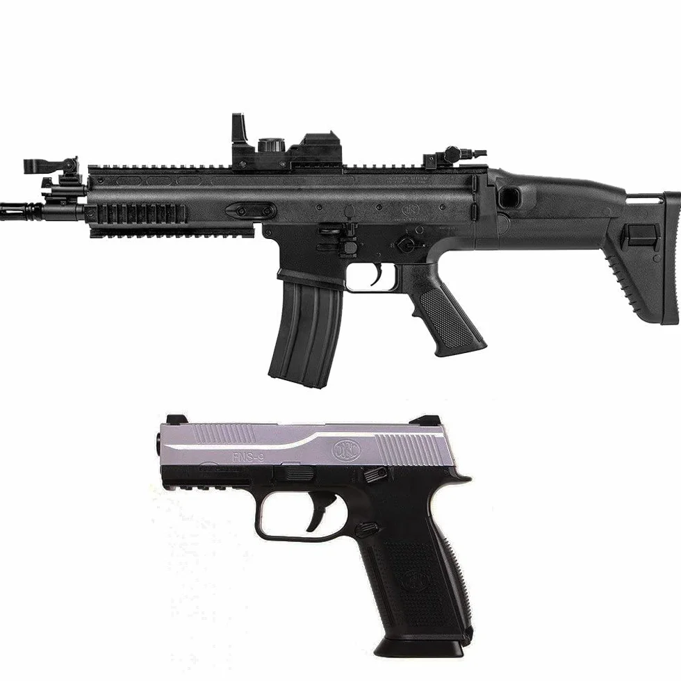Airsoft-Pack Duo Rifle eléctrica FN Scar y Pistola de Muelle FNS-9 (0.5 Julios) + 500 Bolas