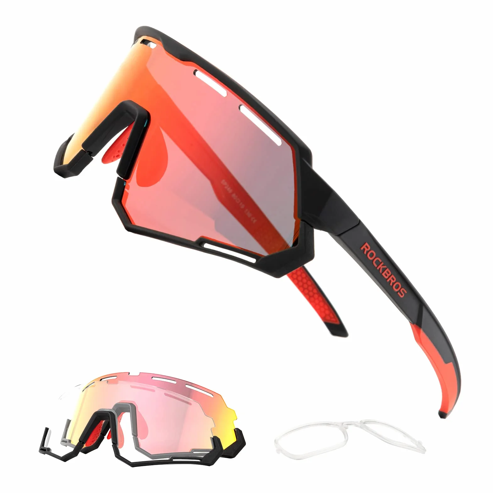 ROCKBROS Gafas de Ciclismo para Hombre Mujeres, 2 Lentes Intercambiables Fotocromáticas Polarizadas Gafas Sol Deportivas Marco TR90 de Running MTB Bicicleta