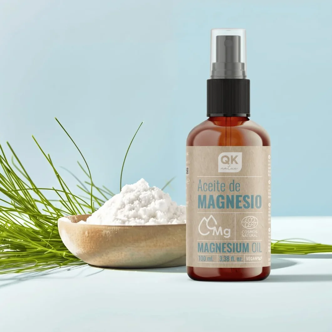 Aceite de magnesio Spray 100% Puro 100 ml Botella de vidrio con dosificador spray