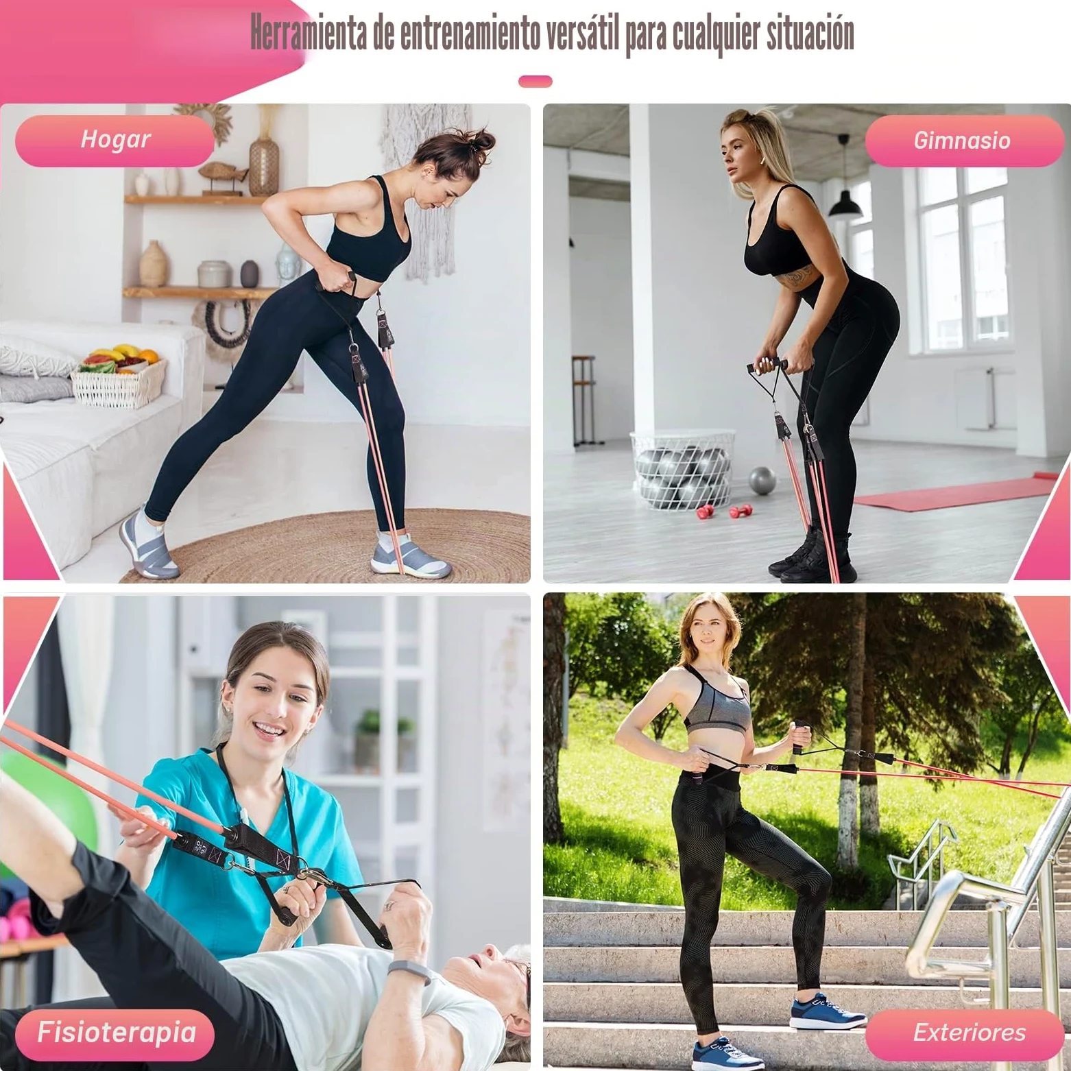 Cintas Elasticas Musculacion, 5 Resistance Bands, Gomas Elasticas Musculacion con Manijas Grandea, Tobillo, Póster de Entrenamiento, Bands