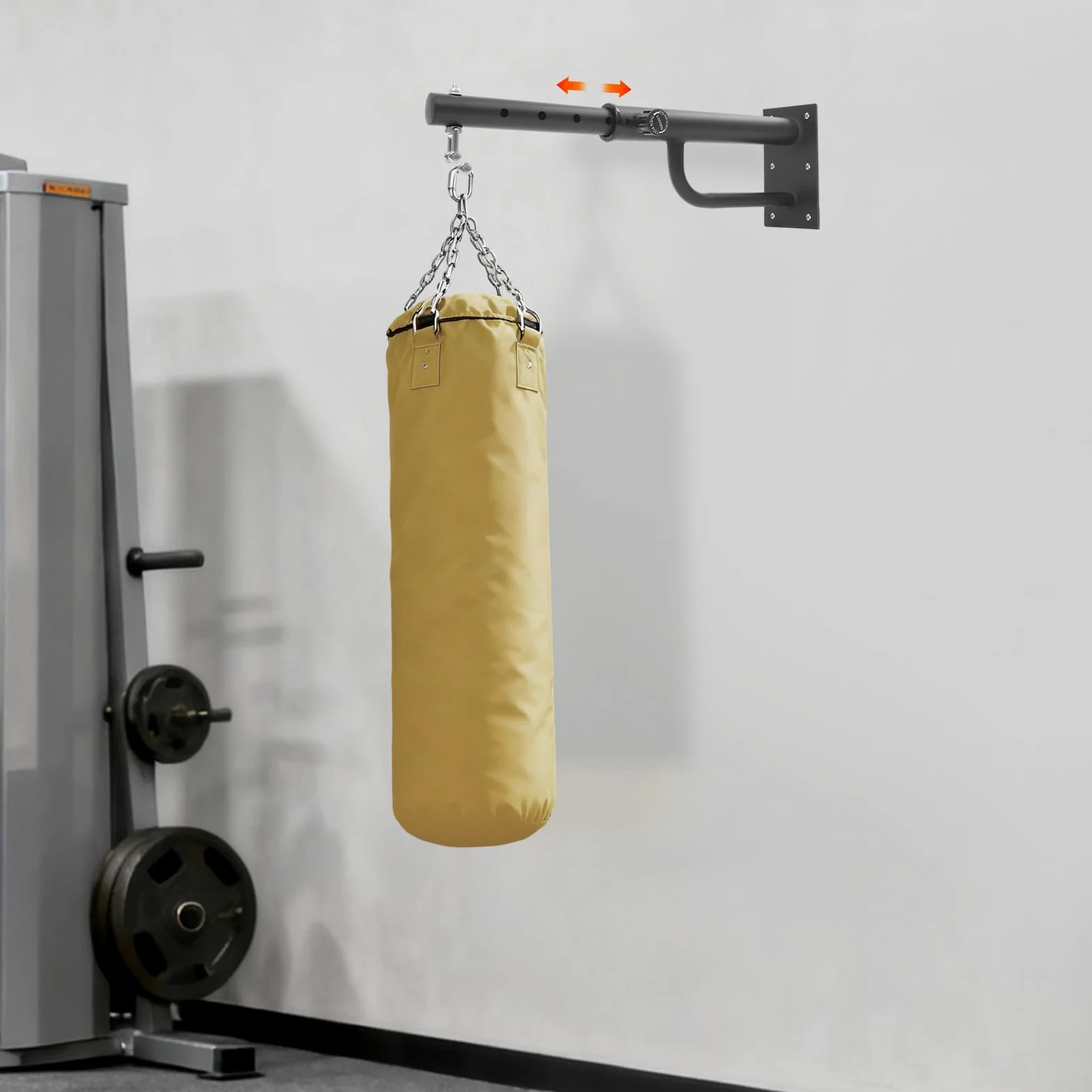 Soporte de pared para saco de boxeo de 5 niveles, gancho giratorio 360°, capacidad 150 kg