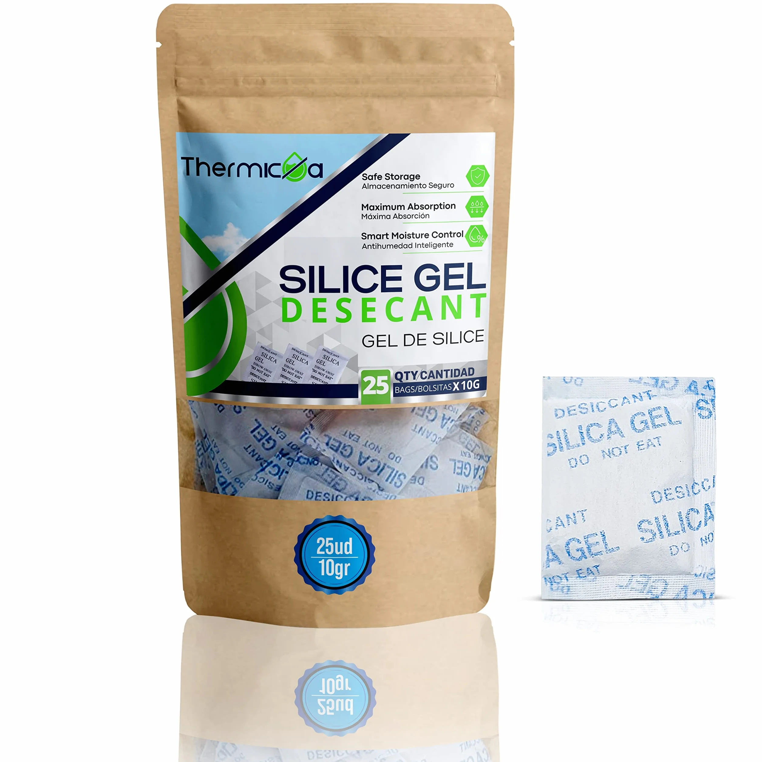 Thermikoa® Bolsas de Gel de Sílice Antihumedad 25uds x 10gr Desecante Multiusos