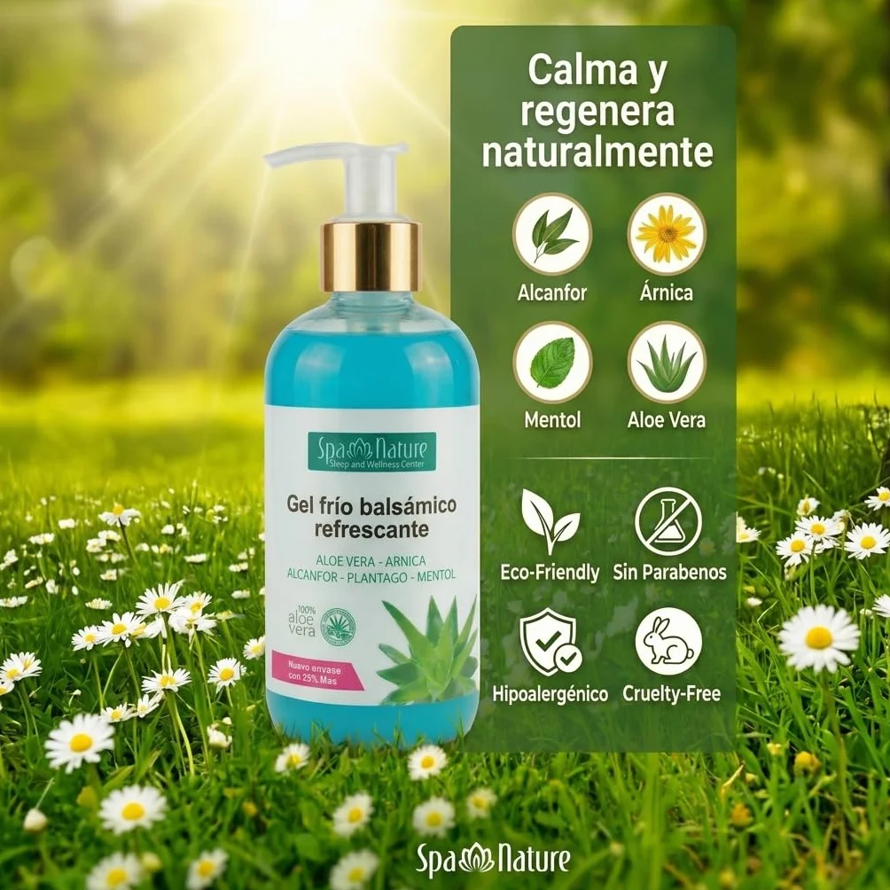 Crema Gel Frío Piernas Cansadas con Aloe Vera 250ml - Efecto Calmante, Hidratante, Antiinflamatorio, Absorción Rápida, Vegano