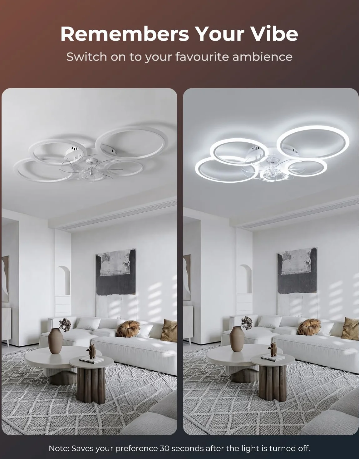 Lampara Ventilador Techo LED Compatible con Alexa, Google Assistant, Motor DC, 6 Velocidades, Silencioso