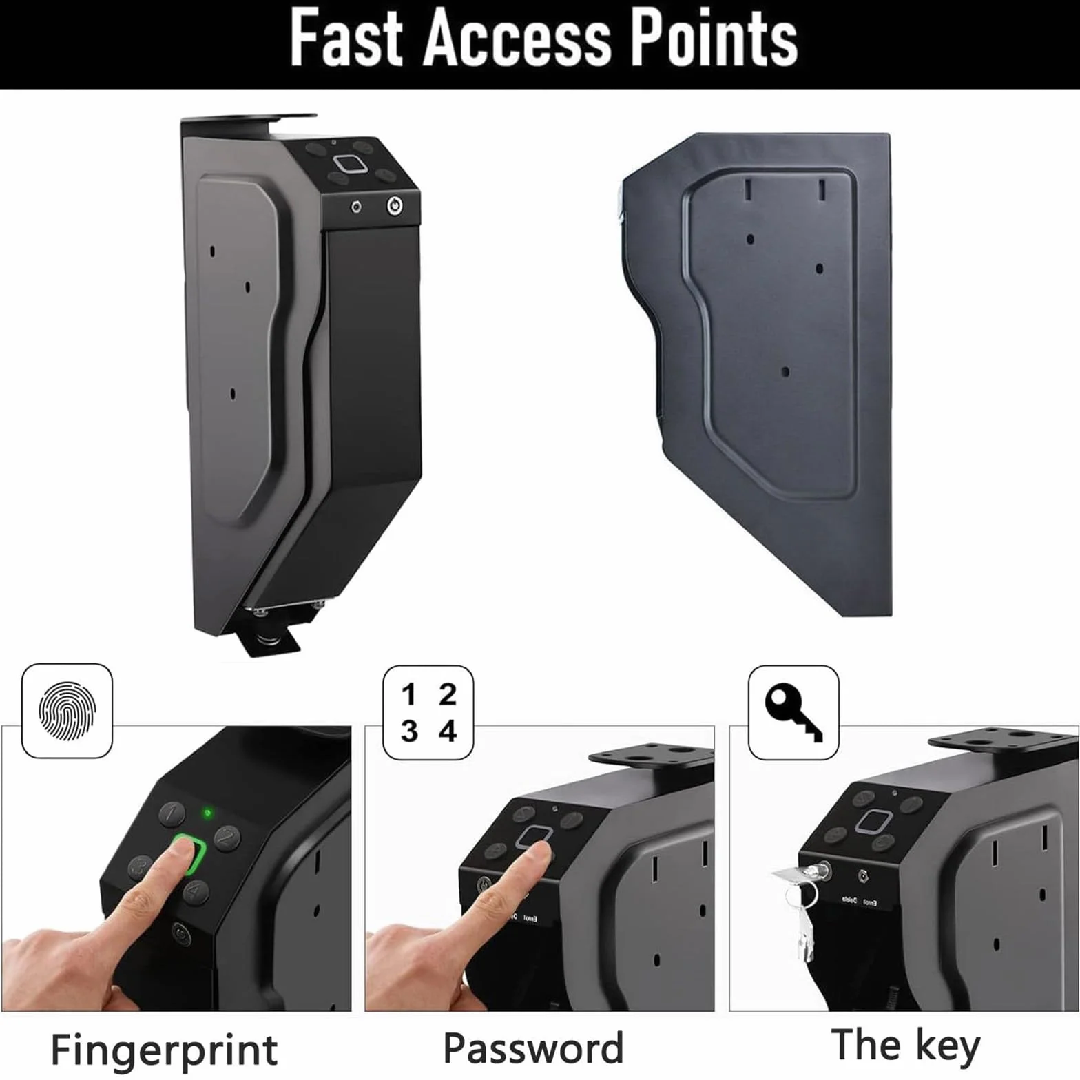 Caja Fuerte para Pistola con Huellas Dactilares, Teclado Digital y Llave, Gabinete de Acero