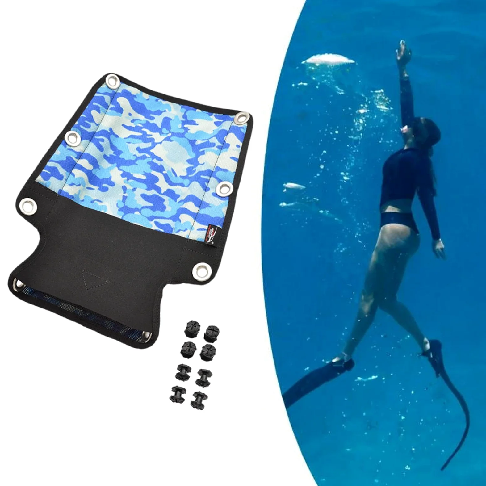 Almohadilla para Placa Trasera de Equipo de Buceo técnico con 8 Tornillos, Ligera y cómoda para bucear. La Almohadilla para Placa Trasera de Buceo está Hecha de