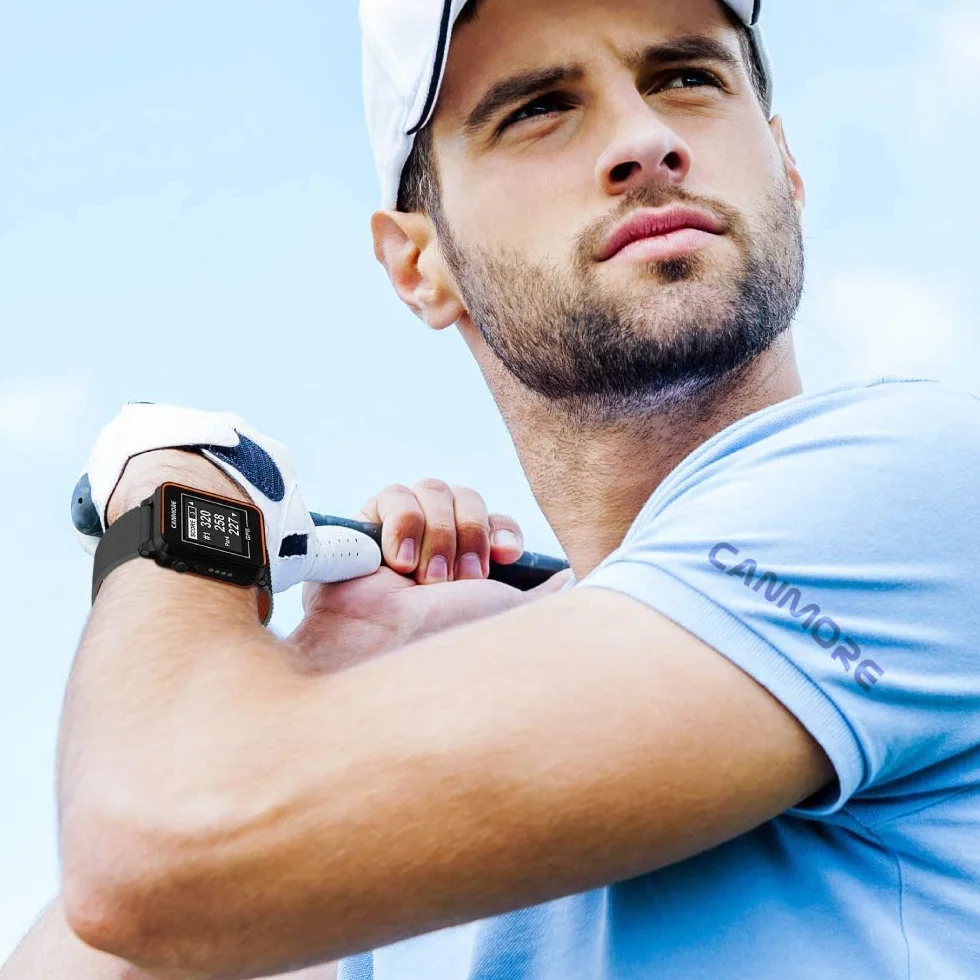 Canmore TW-353 - Reloj de golf GPS con fuente de alimentación (negro/naranja)