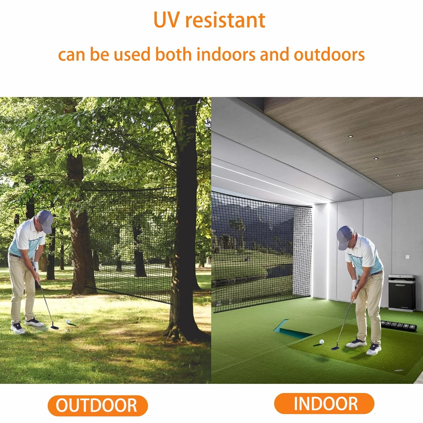 Red de Práctica Golf con Cuerdas de Sujeción, Poliéster Resistente para Entrenamiento Exterior/Interior - Portátil y Antidesgarro Negro