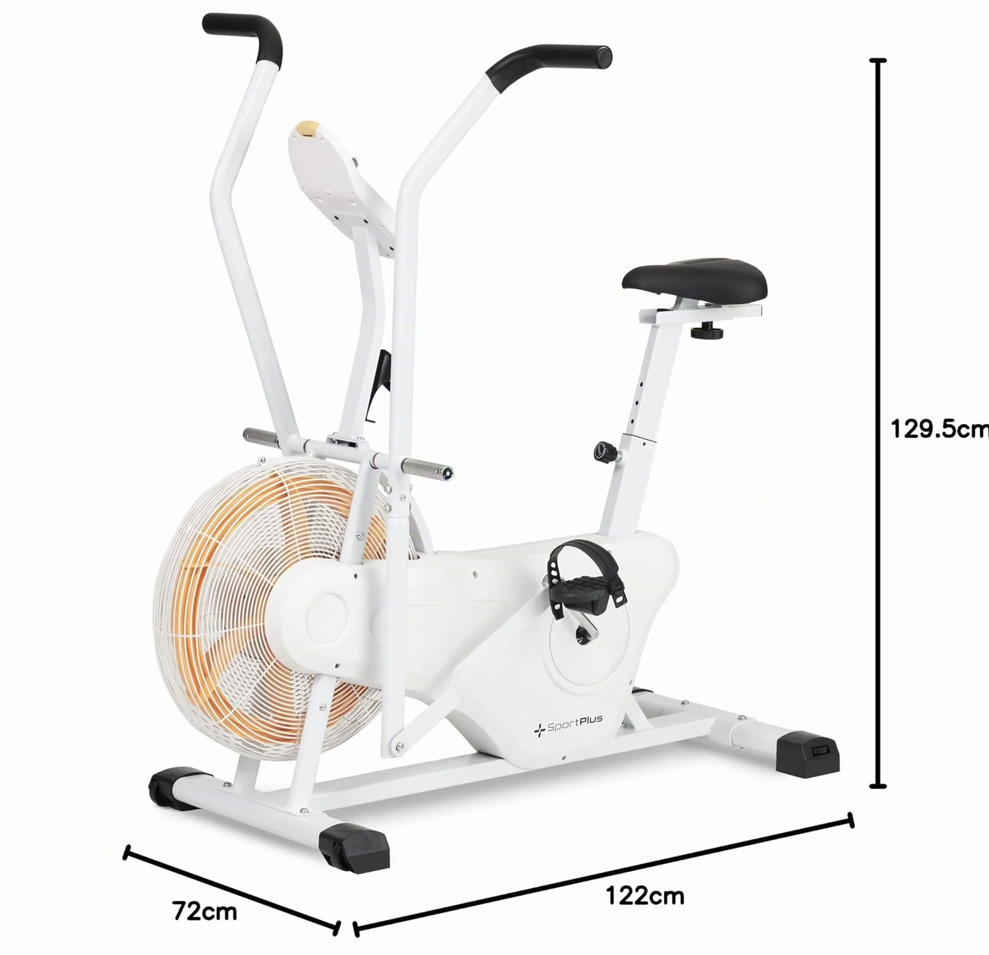 SportPlus | Professional Air Bike con resistencia de aire, opcionalmente con compatibilidad con app, bicicleta estática para HIIT, ordenador de entrenamiento inteligente, cargable hasta 135 kg.