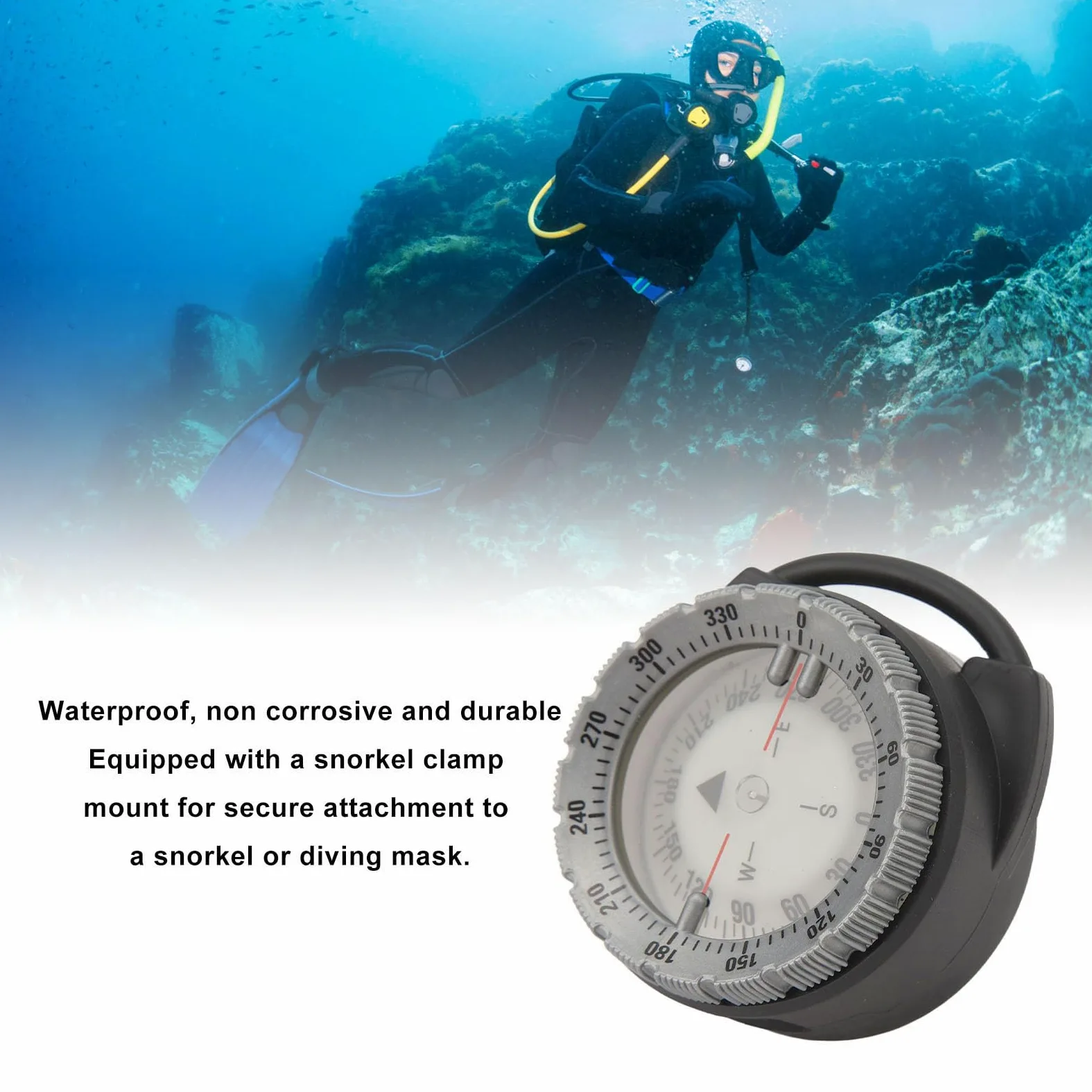 Brújula de Submarinismo de 50M, Herramienta de Navegación Magnética Luminosa para Buceo, Deportes Acuáticos, Material ABS