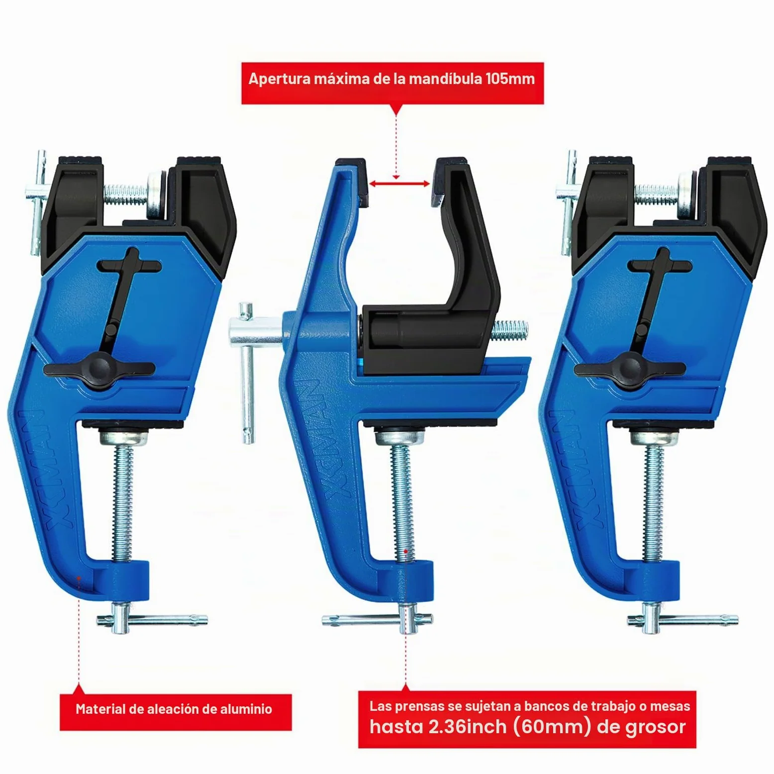 XCMAN Alpine Ski Vise PRO - Tornillo de banco para afinación y encerado de esquí, ángulo y altura ajustables, duradero y estable, la mandíbula se abre hasta 105 mm