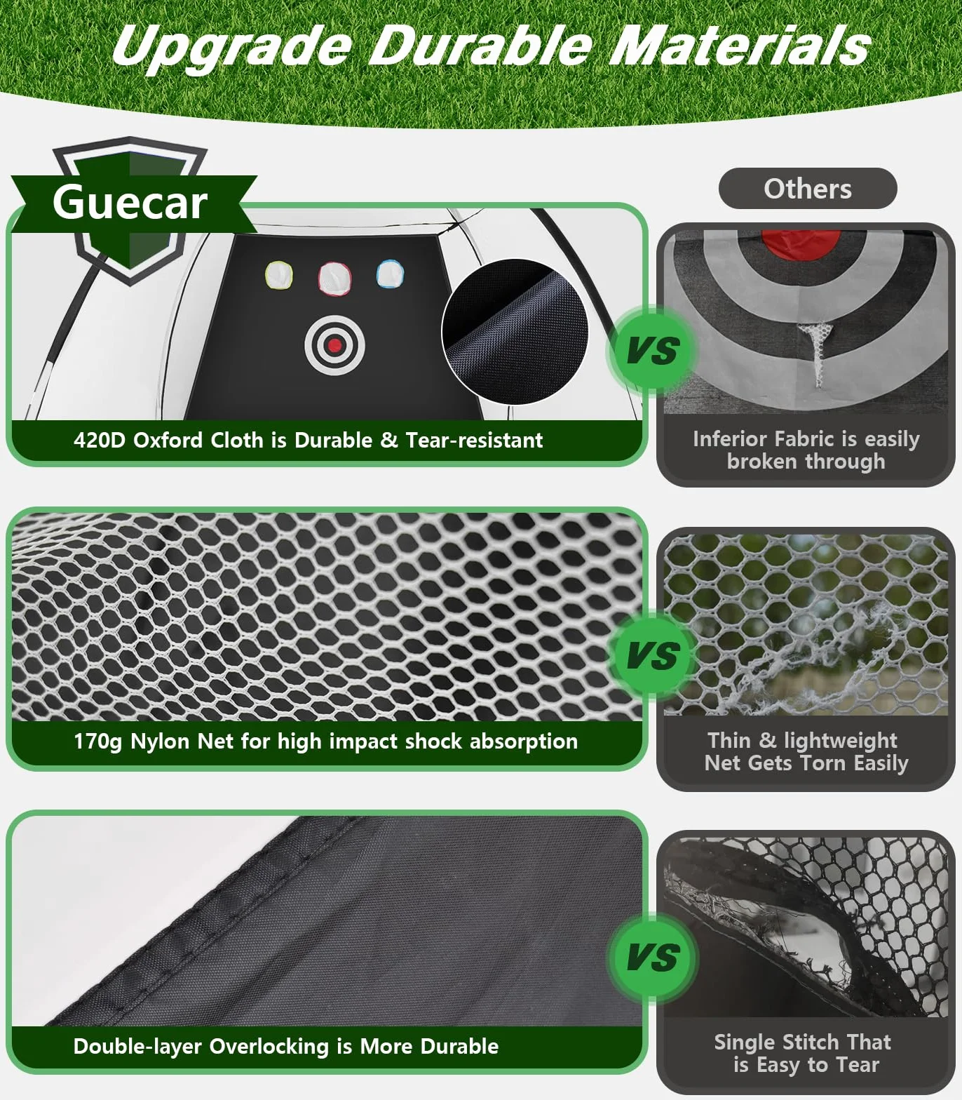 Red de Golf 10x7 pies con Alfombrilla Tri-Turf para Entrenamiento de Swing en Casa