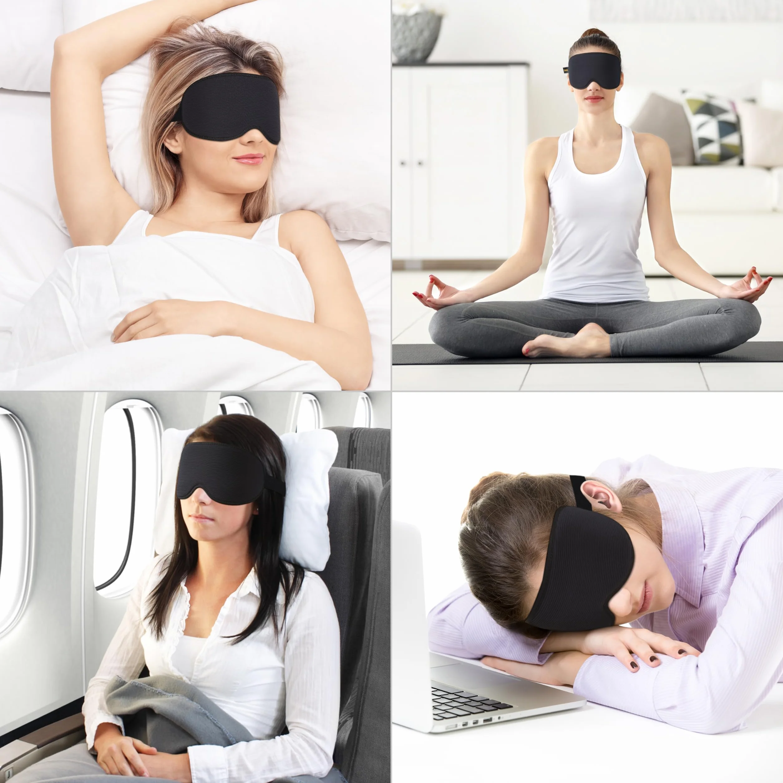 Gritin Antifaz para Dormir, Máscara de Dormir sin Presión Ocular, Correa Ajustable y Tapones, Ultrasuave para Viajar