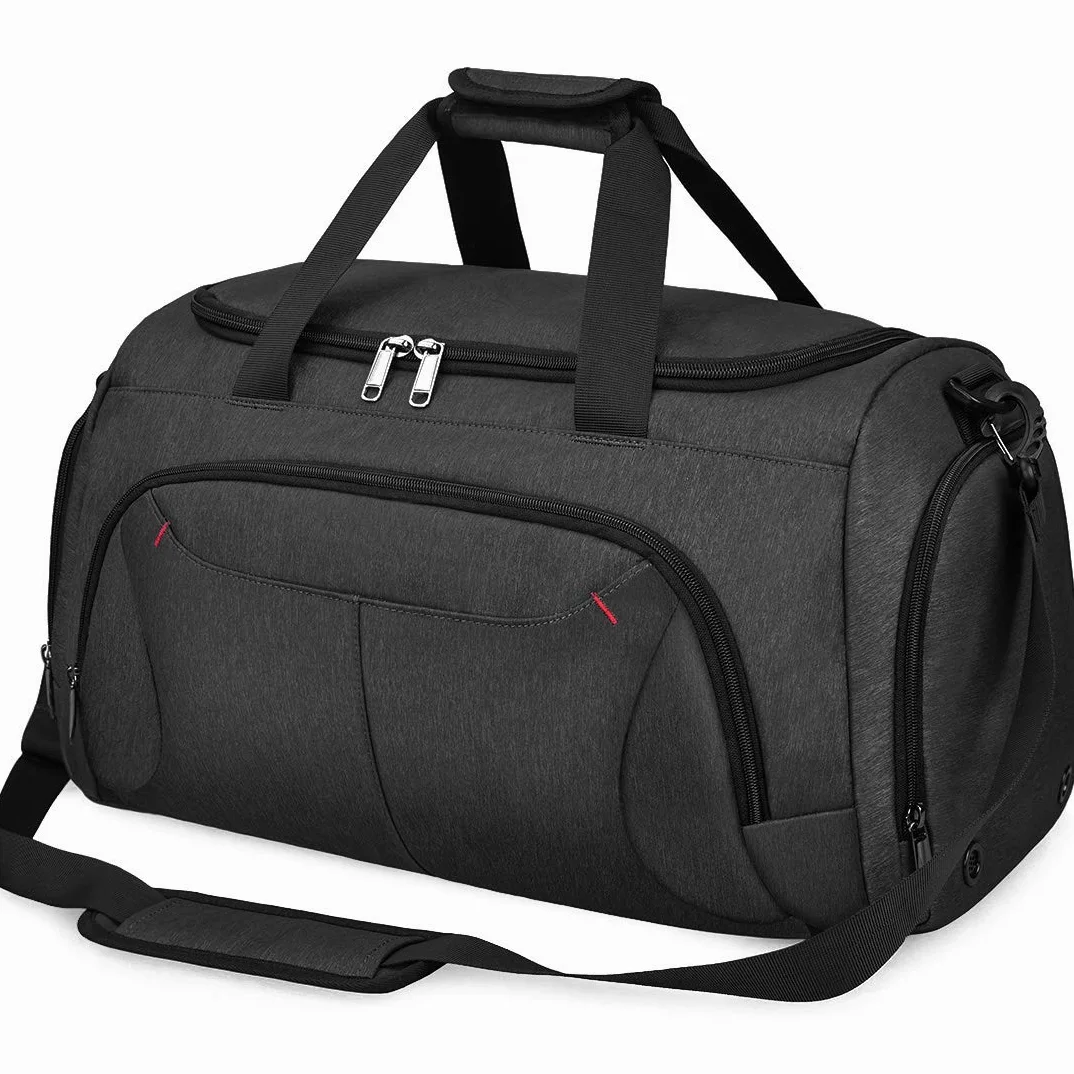 Bolsa de Deporte Hombre Bolsas Gimnasio Mujer con Compartimento para Zapatos Bolsos de Viaje Grande Impermeable Deportivos Fin de Semana Travel Gym Bag 40L Negro