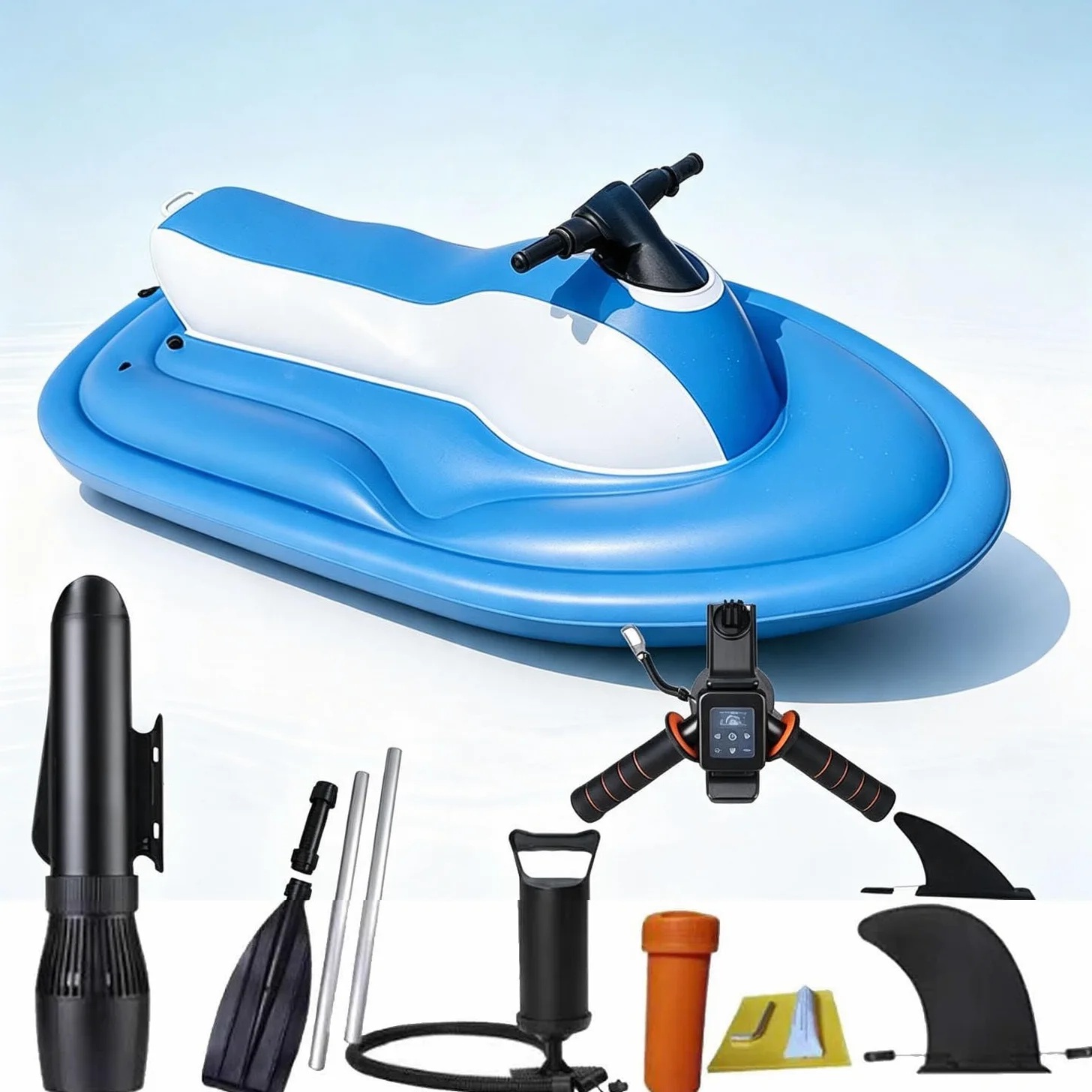 Moto Agua Eléctrica Hinchable 2 Plazas,220kg Capacidad Máxima 16000mah | Funcionamiento 40-130 Min,Velocidad Variable,Estructura Reforzada Pvc Para Buceo Y Esnórquel