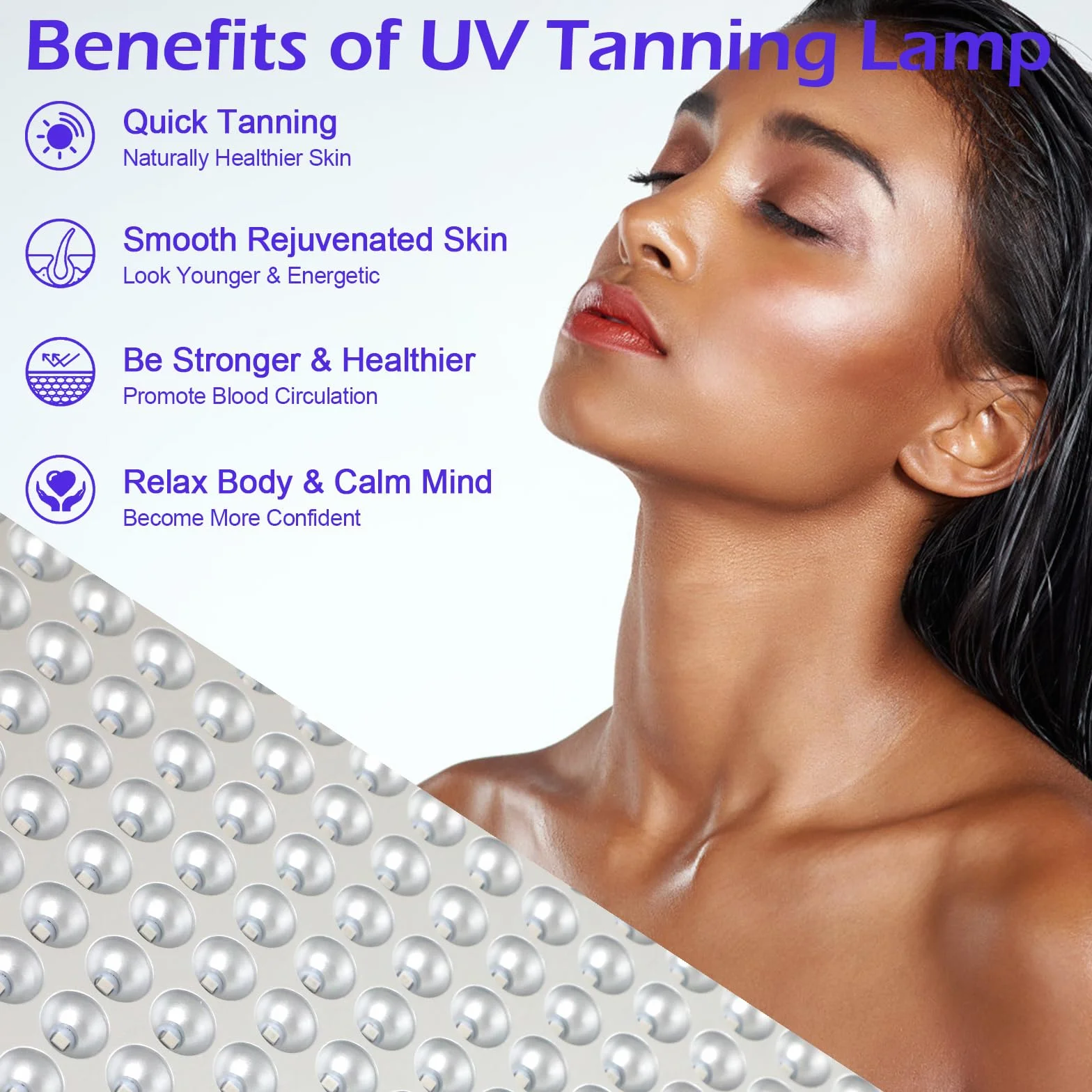 Solarium para el hogar lámpara de bronceado 250 LED 50 W bronceador facial cuerpo y cara plata con gancho