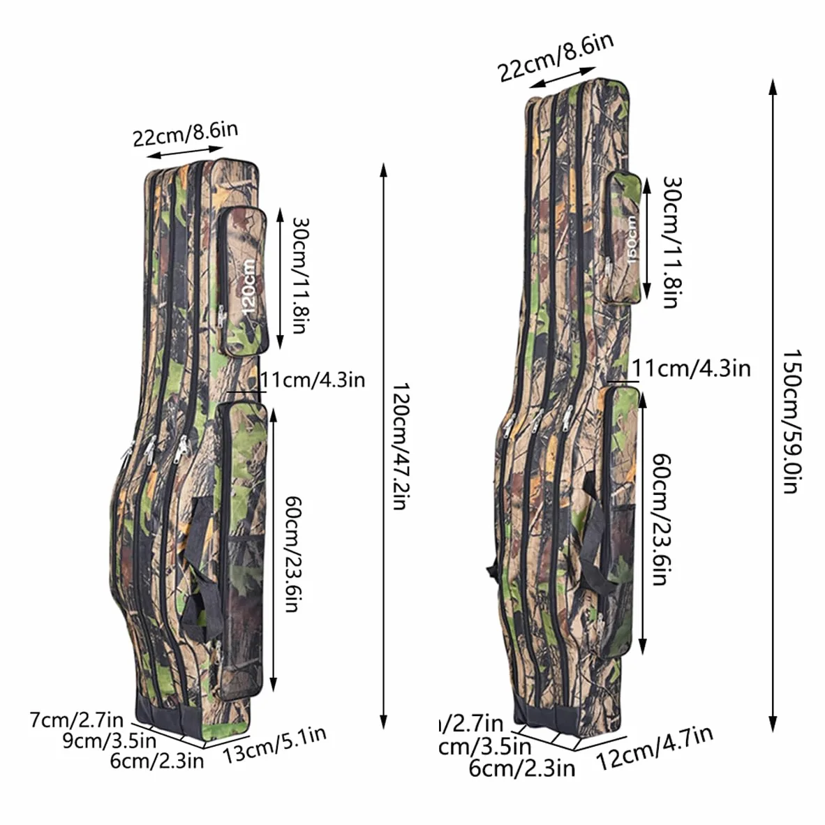 Bolsa portátil para caña de pescar, funda para caña de pescar, camuflaje, 120 cm, para accesorios de pesca, cebo de pesca [marrón]