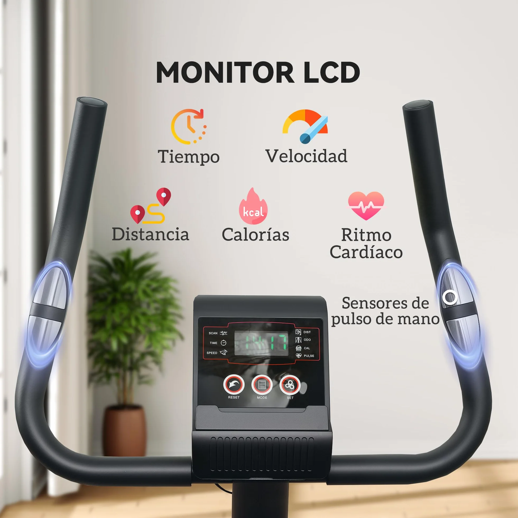 SPORTNOW Bicicleta Estática en Casa con Resistencia Magnética Ajustable Bici Estática Silenciosa con Volante Sensor de Frecuencia Asiento Regulable Pantalla LCD y Soporte de Teléfono Carga 100 kg