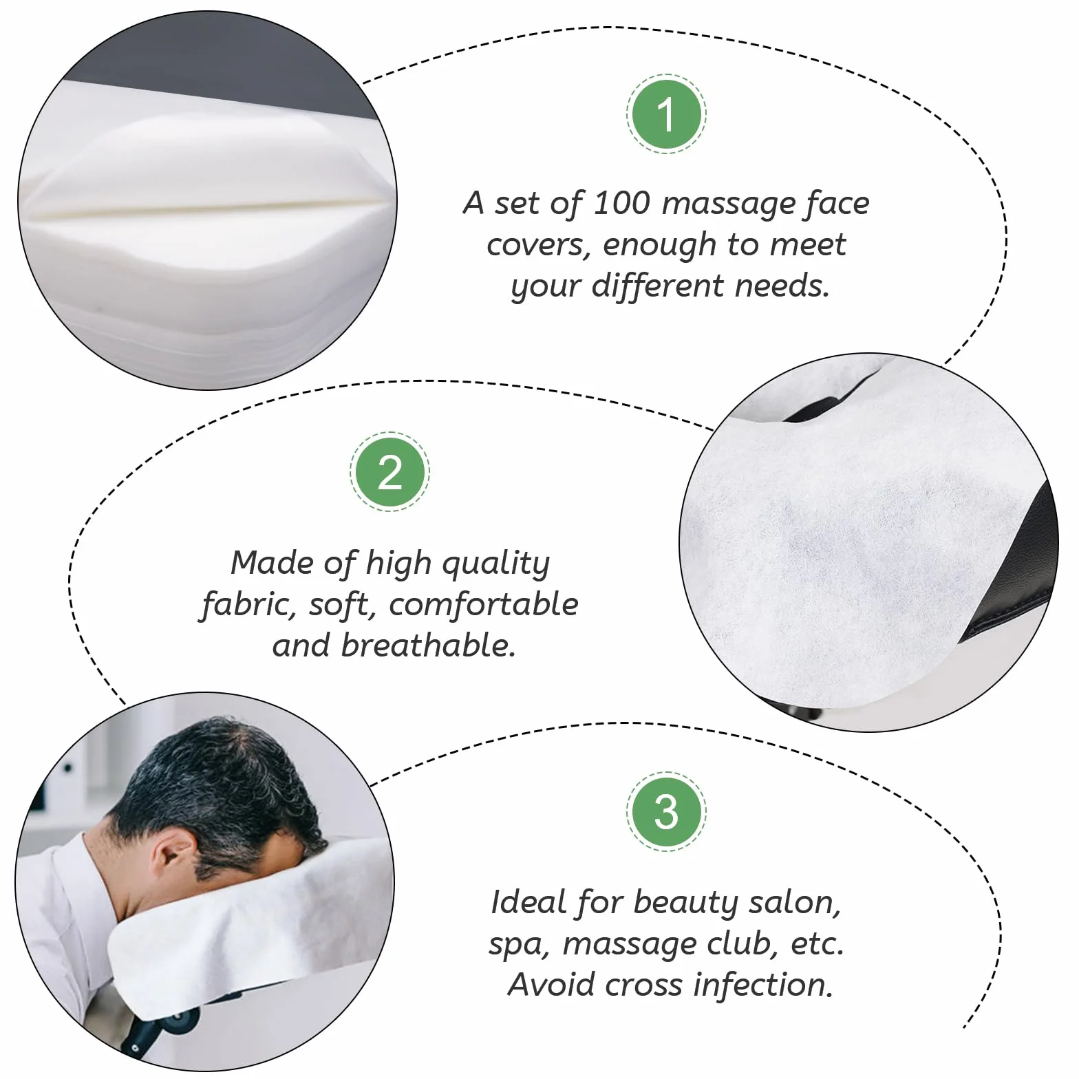 Fundas Desechables para Reposacabezas de Mesa de Masaje 36x27cm para SPA Tatuaje Profesional