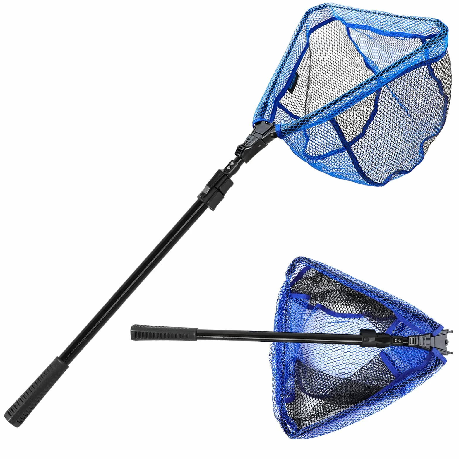 KOMCLUB Red de Pesca Plegable Telescópica 250cm, Red de Nailon Duradera, Redes Recubiertas de Goma, Sacaderas de Pesca Accesorios de Ppesca para Adultos, Azul