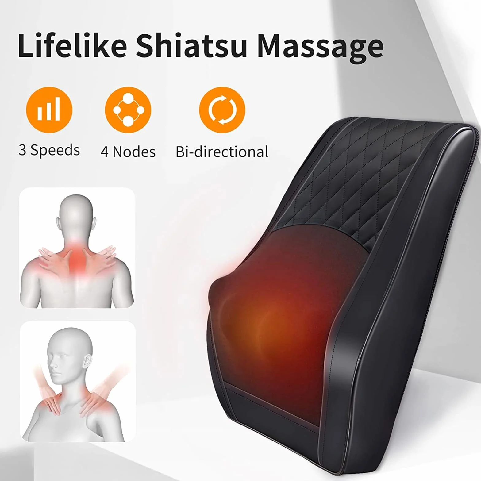 Masajeador Cervical y Espalda con Calor, 3D Shiatsu, Alivio del Dolor Cuello Hombro Espalda