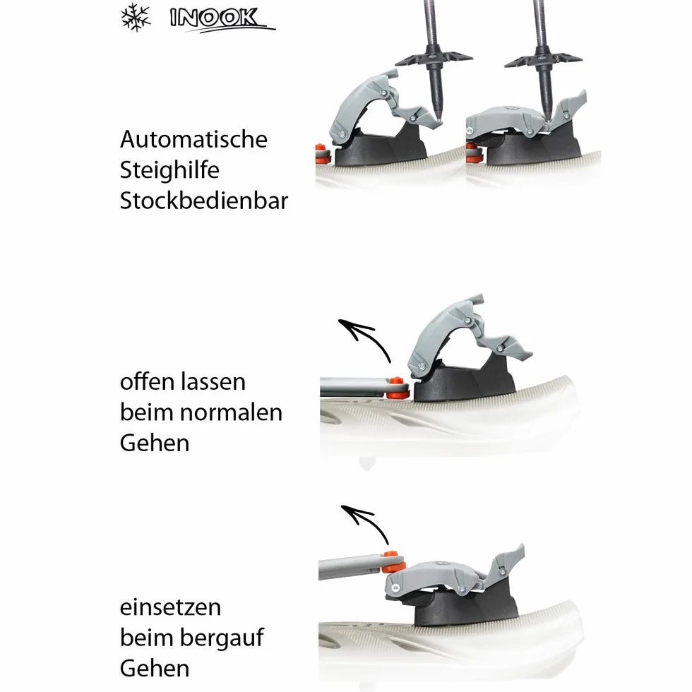 Inook Raquetas de nieve AXL I Raquetas de nieve con ayuda de escalada I EU 3442 I juego de raquetas de nieve con práctica bolsa de transporte I tamaño ajustable individualmente y muchas funciones