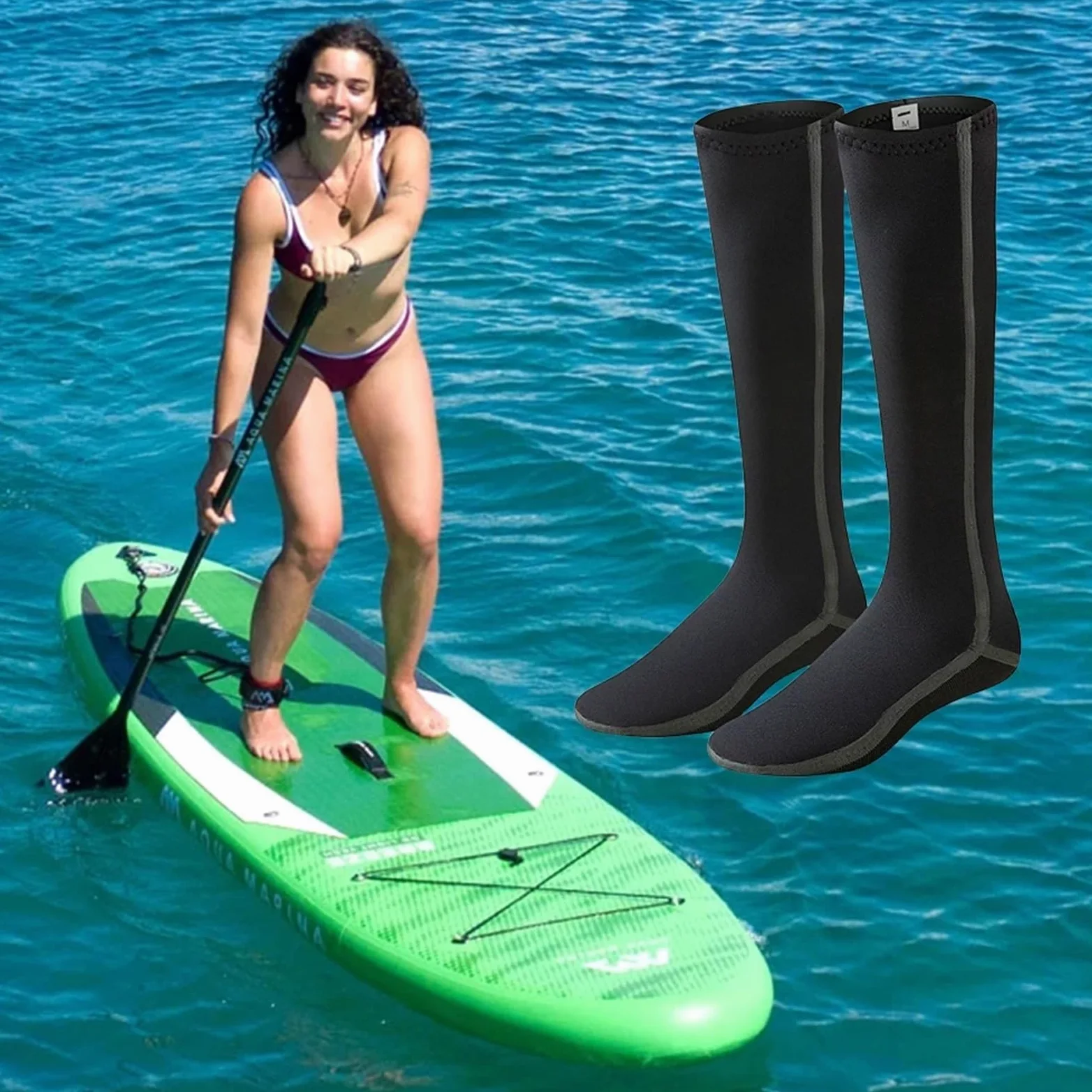 Calcetines térmicos de neopreno for natación, largos, hasta la rodilla, impermeables, for rafting y esnórquel