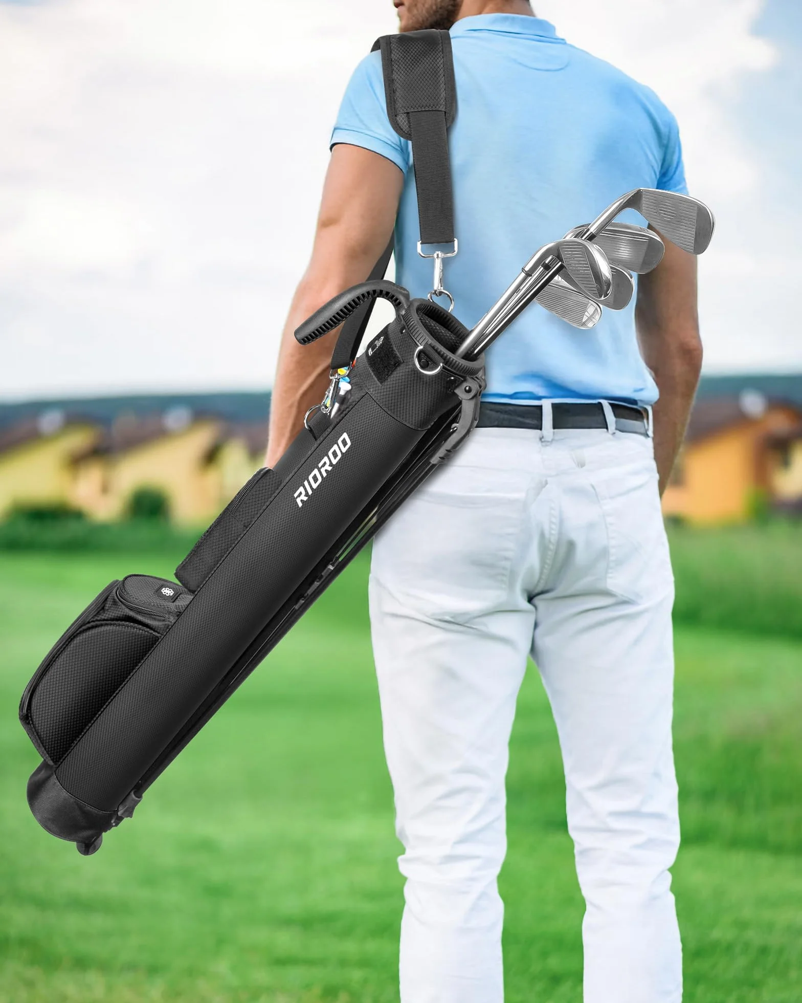 Bolsa de Golf, con Correa Divisor de 2 vías 3 Bolsillos, Bolsa Golf Ligera fácil de Llevar para el Rango de conducción, par 3 y Campos ejecutivos