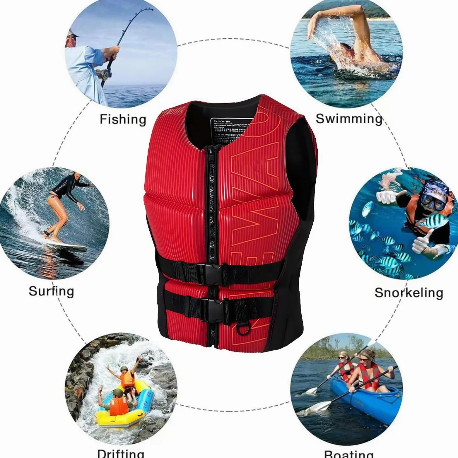 Chaleco de Kayak Premium con Cremallera Ajustable y Cinturón | Chaleco de Kayak PFD for Navegación, Pesca, Surf, Deportes Acuáticos for Adultos y Niños