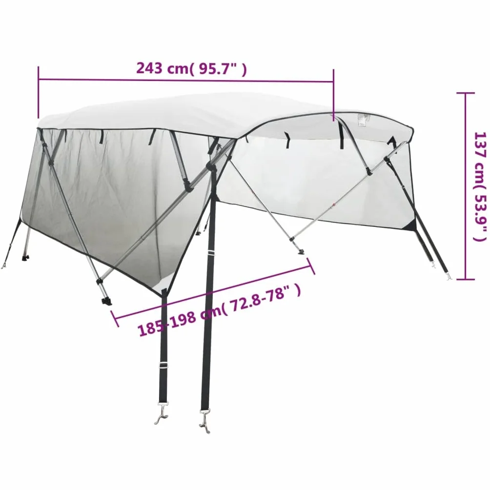 vidaXL Toldo Bimini 4 Arcos con Paredes Laterales de Malla para Barco