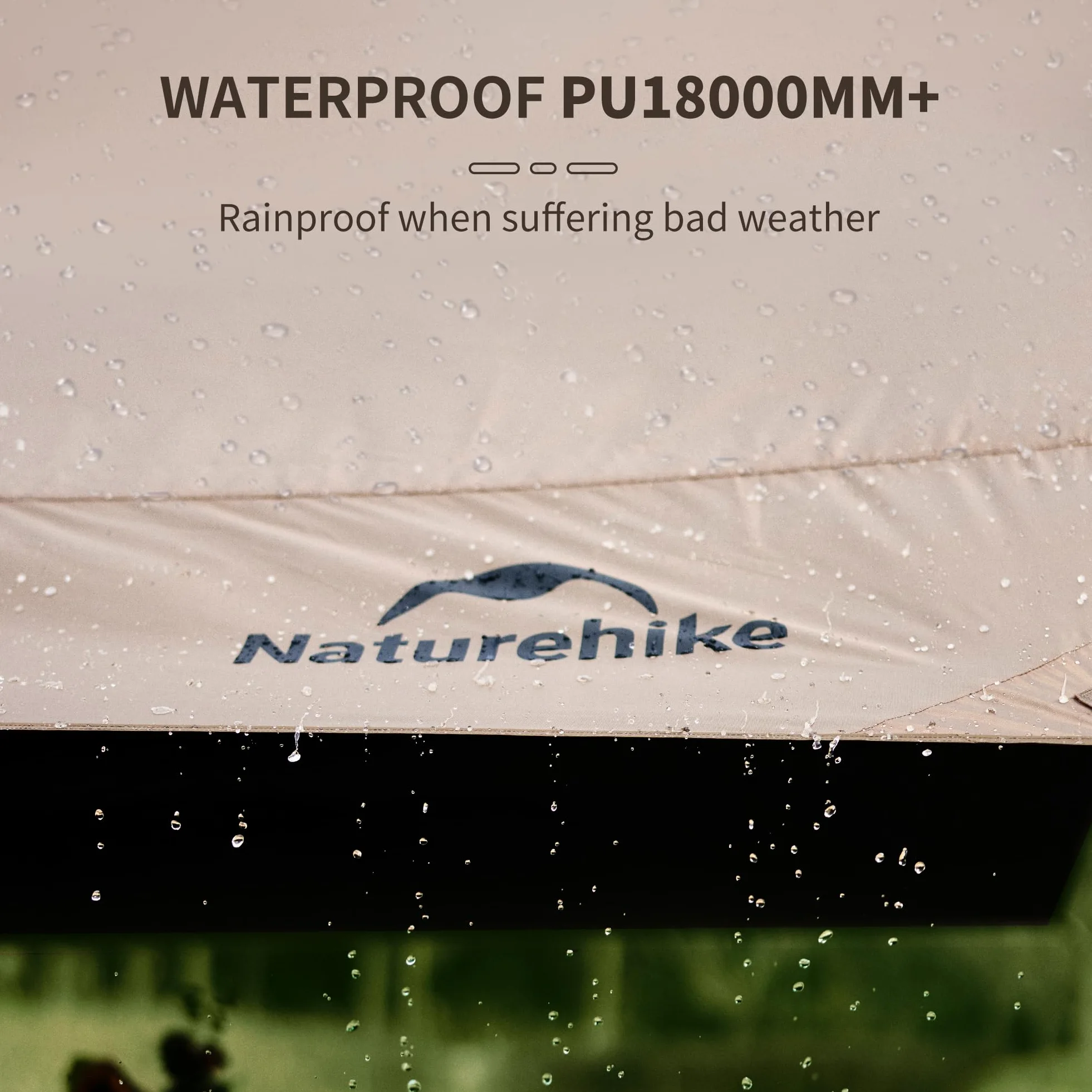 Naturehike Lona para tienda de campaña con postes, poliuretano impermeable de 18000 mm, anti-UV UPF2000+ para camping, refugio solar, mosca de lluvia, toldo de tienda de campaña para fiestas al aire