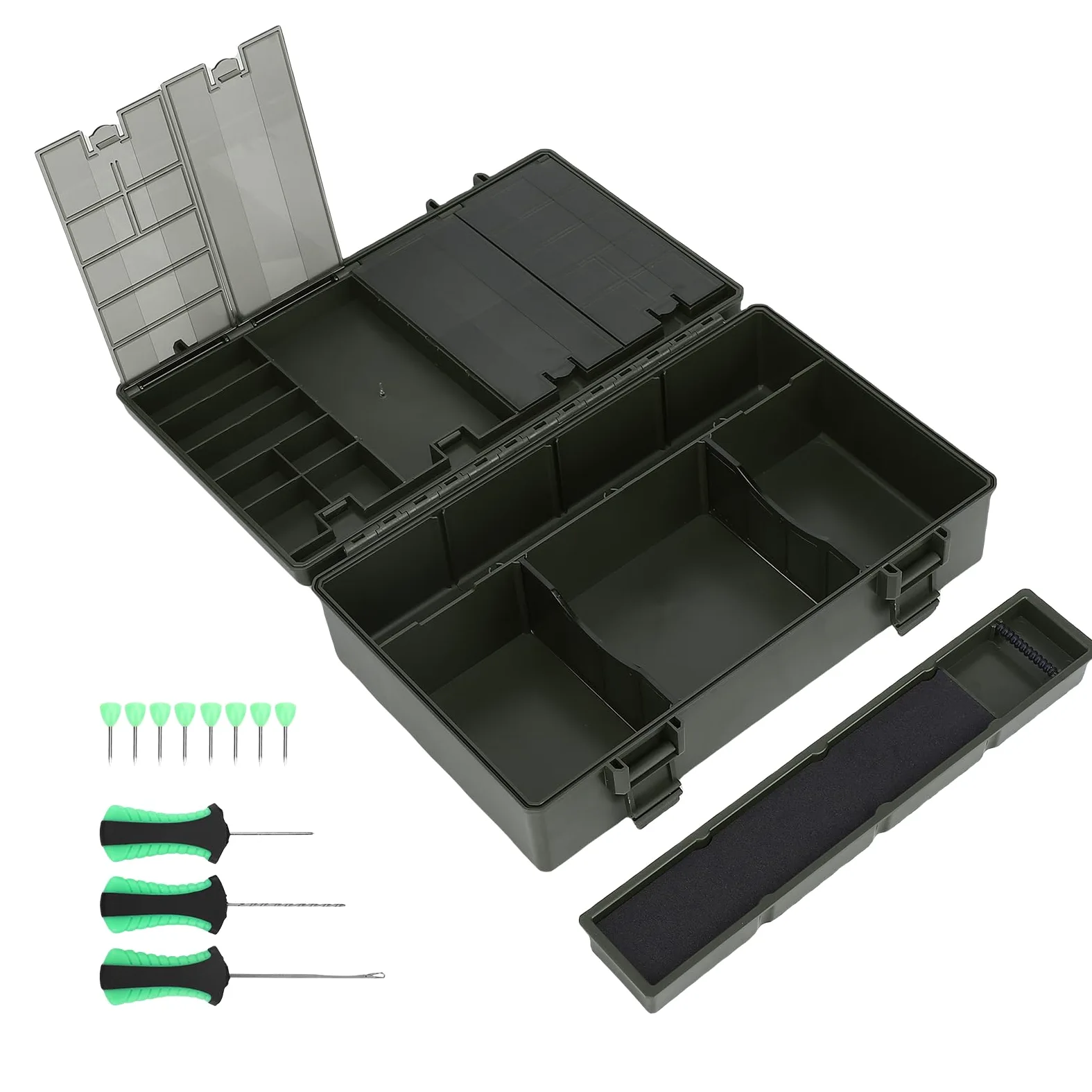 Caja de Aparejos de Pesca Organizador Multifuncional con Báscula para Almacenamiento de Equipos de Pesca de Carpa ABS + PC 258x172x75mm (Caja de almacenamiento de multifuncional)