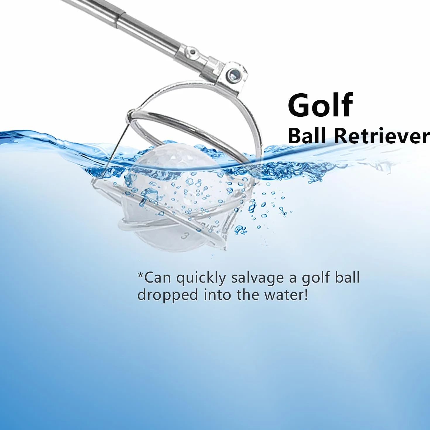 Recuperador de pelotas de golf telescópico, hasta 1,9 m, parte superior de fibra de carbono para agua/arbustos, prados, agarre continuo y ligero y duradero