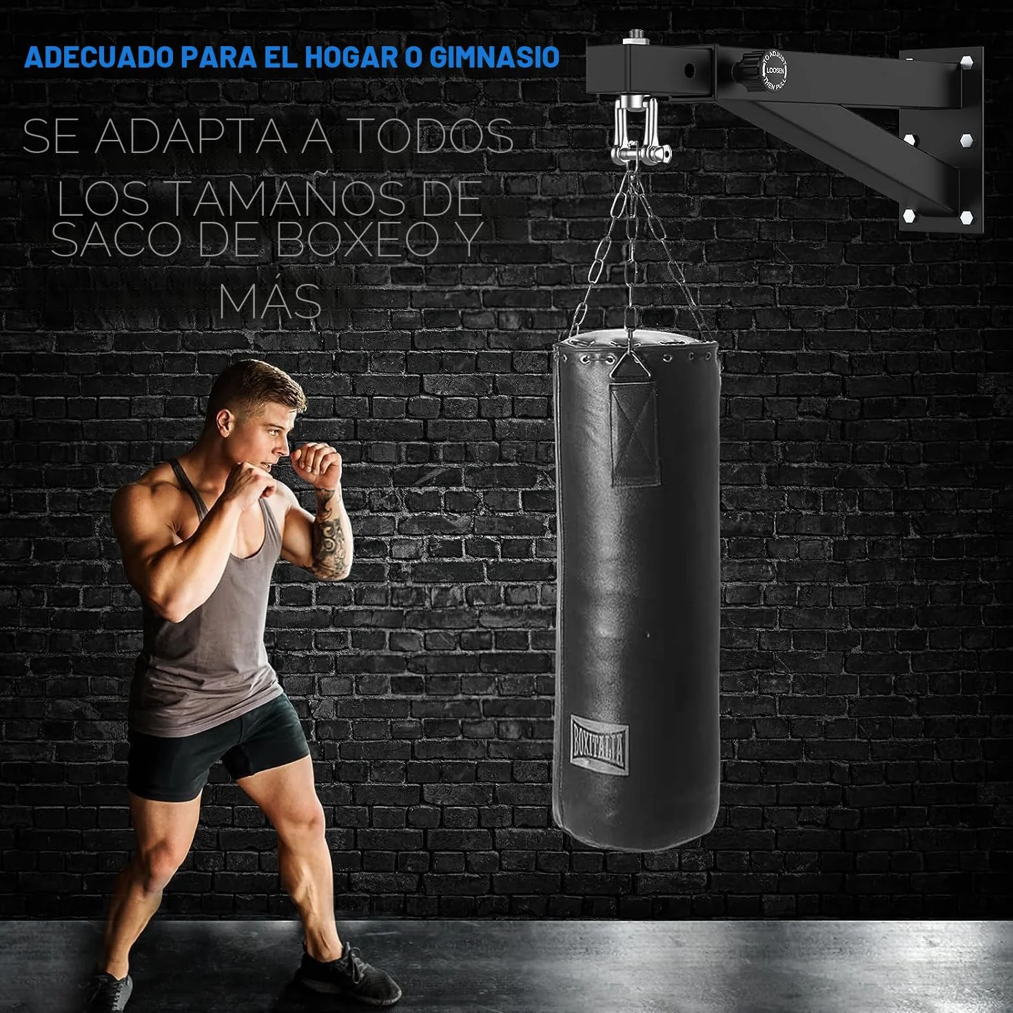 IMAYCC Profesional Soporte Saco Boxeo Pared, Ajustable Soporte para Saco de Boxeo para Hogar, Gimnasio, Kickboxing, Muay Thai, Entre Otros.