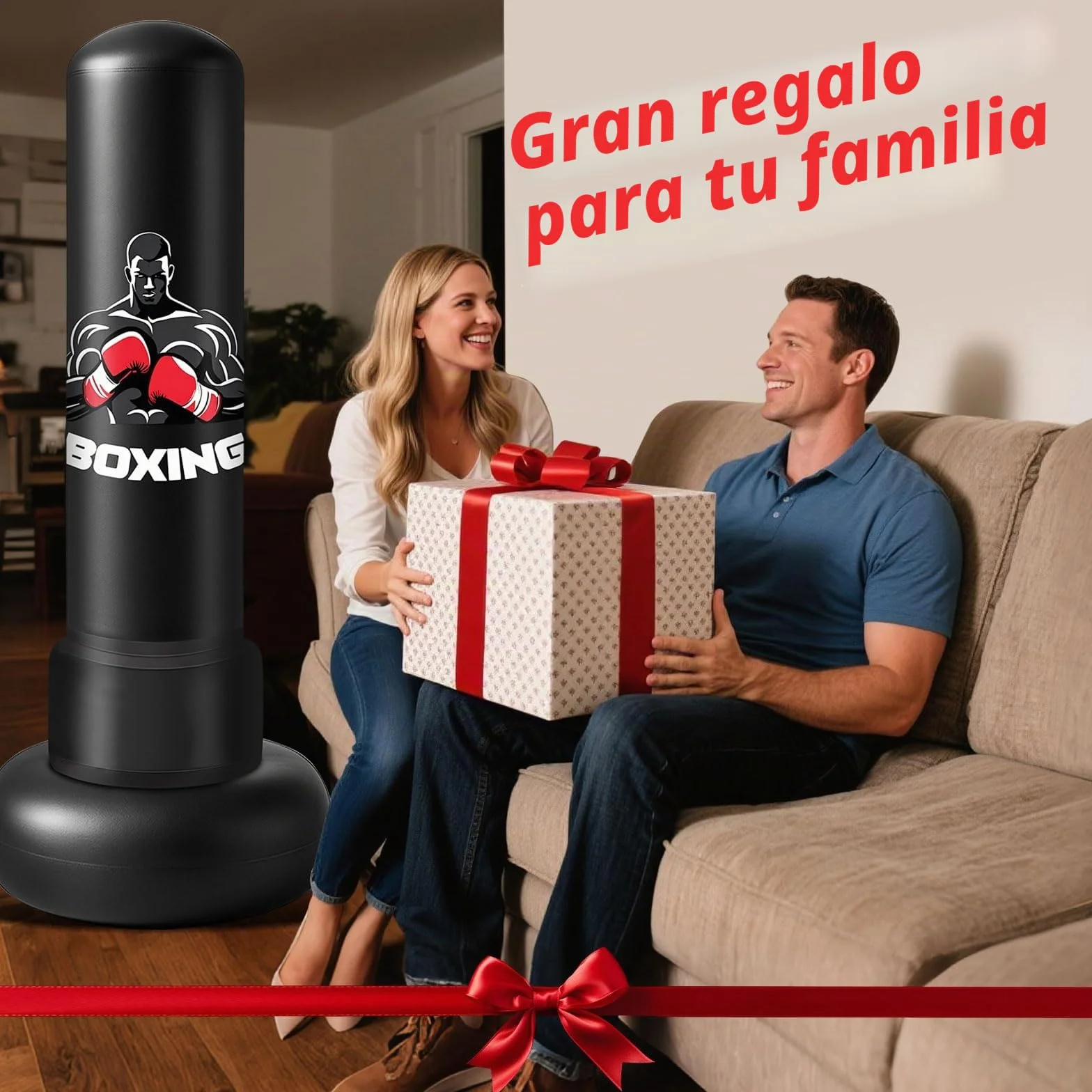 Qoosea Saco de Boxeo Adulto, 180cm Bolsa de Boxeo Inflable de Pie con Guantes, Mujeres Hombres Stand Kickboxing Bolsas, Punching Ball Estable para Karate MMA Taekwondo Thai Fitness