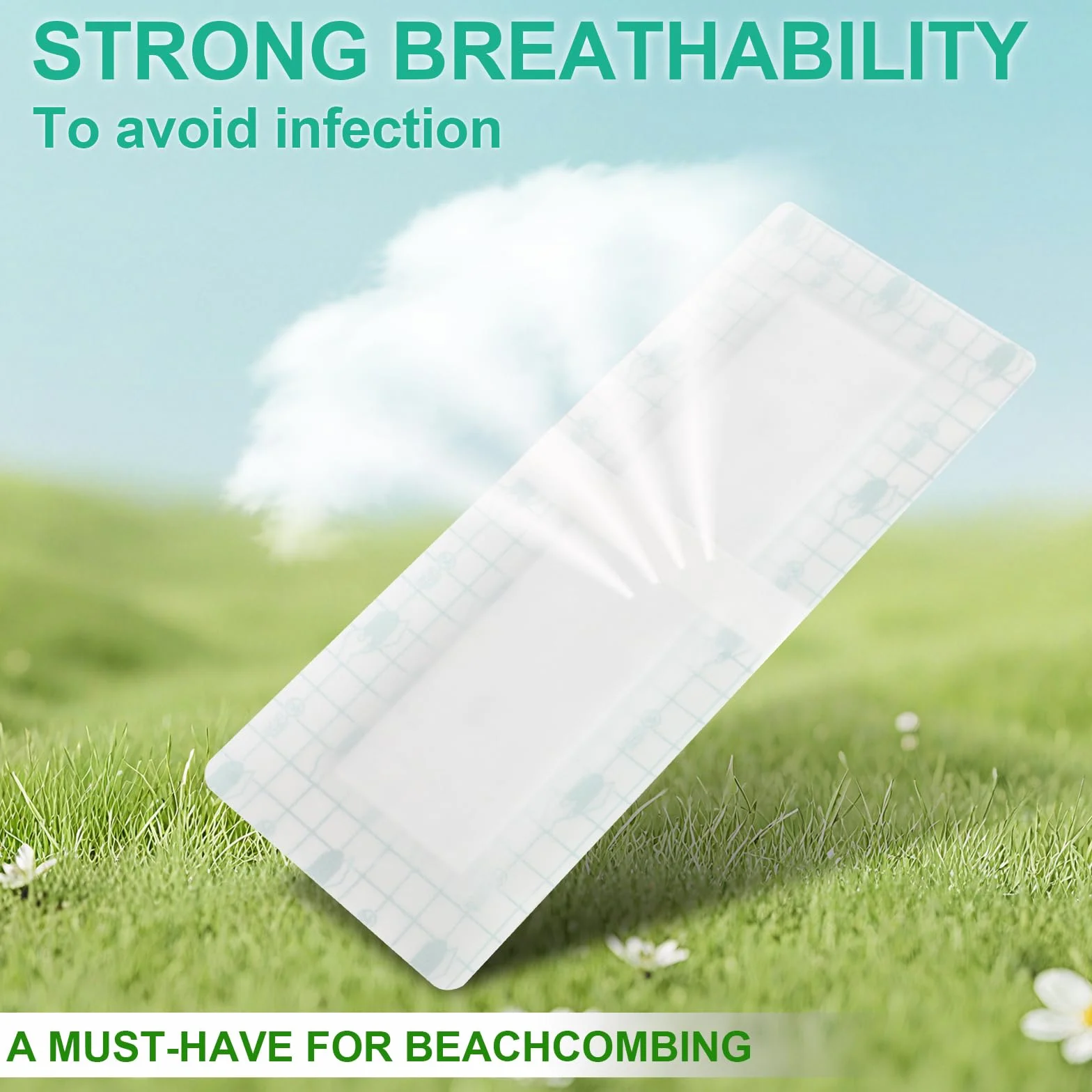 Apositos Adhesivos Grandes Impermeables Transpirables 10 x 25 cm, Parches Cicatrizantes PU, Vendaje Transparente, 30 Unidades