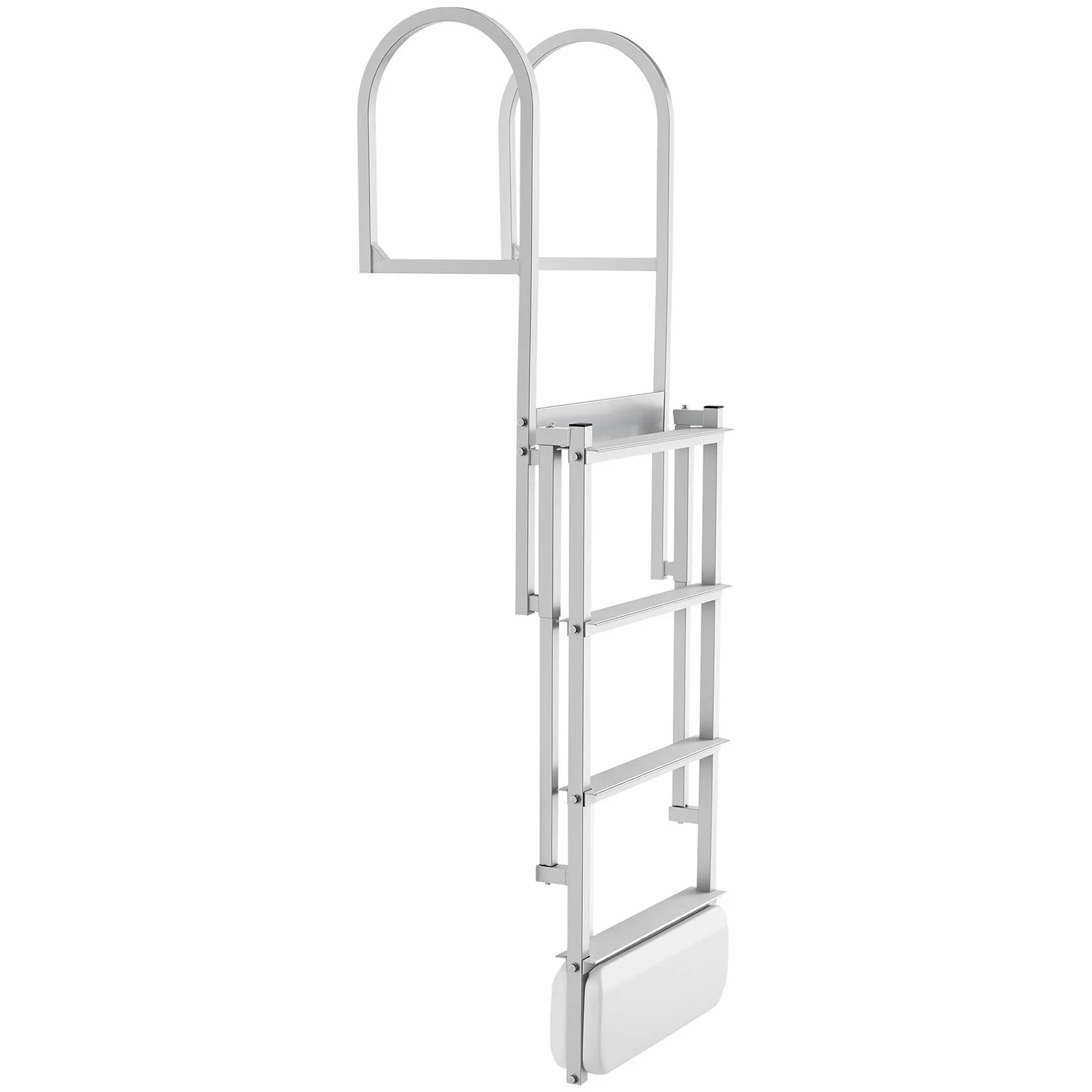 VEVOR Escalera de Muelle Capacidad de 227 kg con 4 Peldaños Antideslizantes, Pasamanos, Escalera Retráctil de Aluminio con Elevación Automática para Pontón Lago Barco Piscina Plataforma de Natación