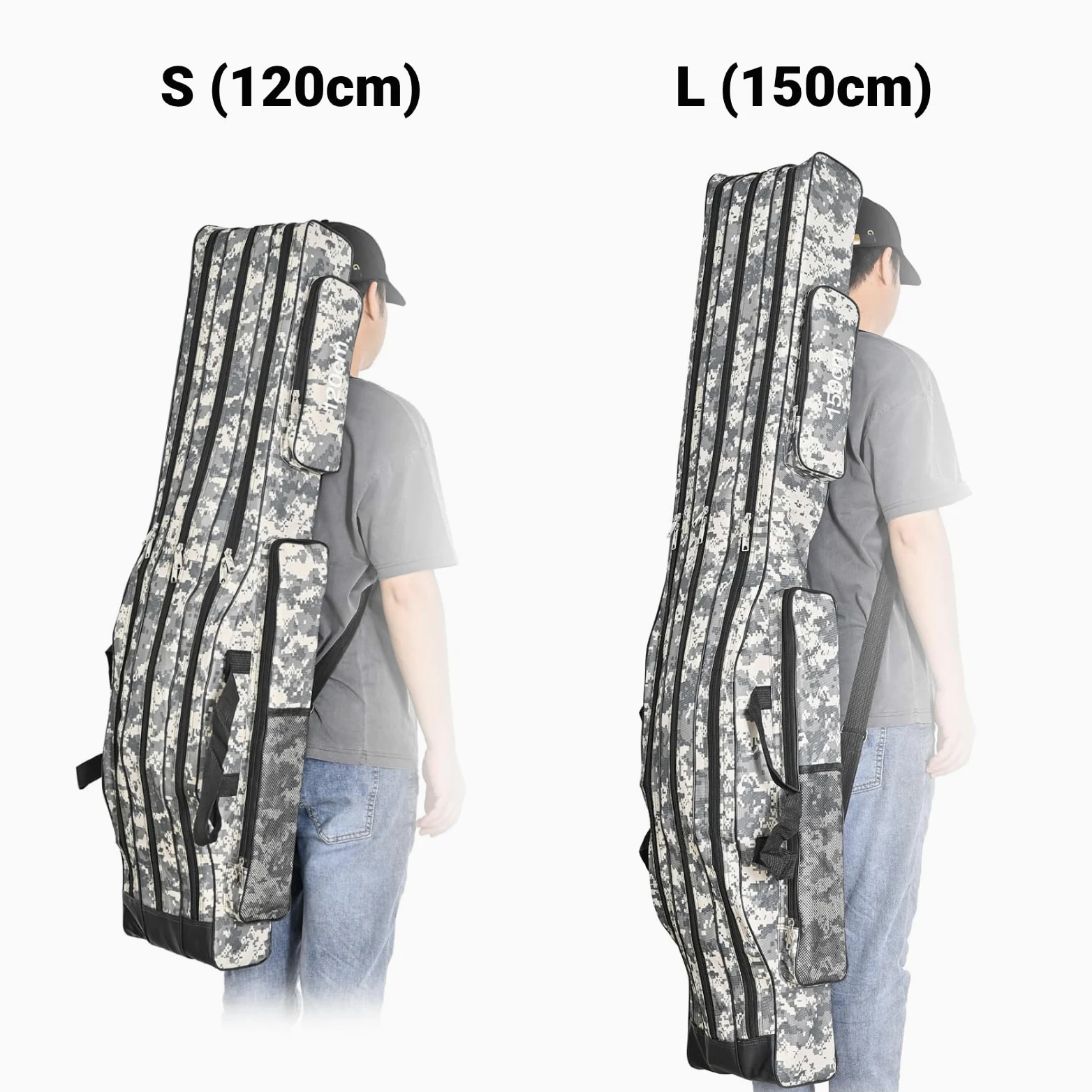 Bolsa portátil para caña de pescar, funda para caña de pescar, camuflaje, 120 cm, para accesorios de pesca, cebo de pesca [marrón]