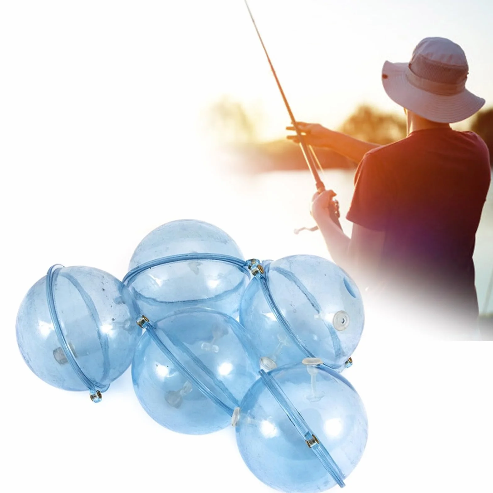 10 piezas de flotador de pesca con bolas redondas transparentes, superficies de burbujas huecas, flotadores de burbujas de agua, aparejos fáciles de usar