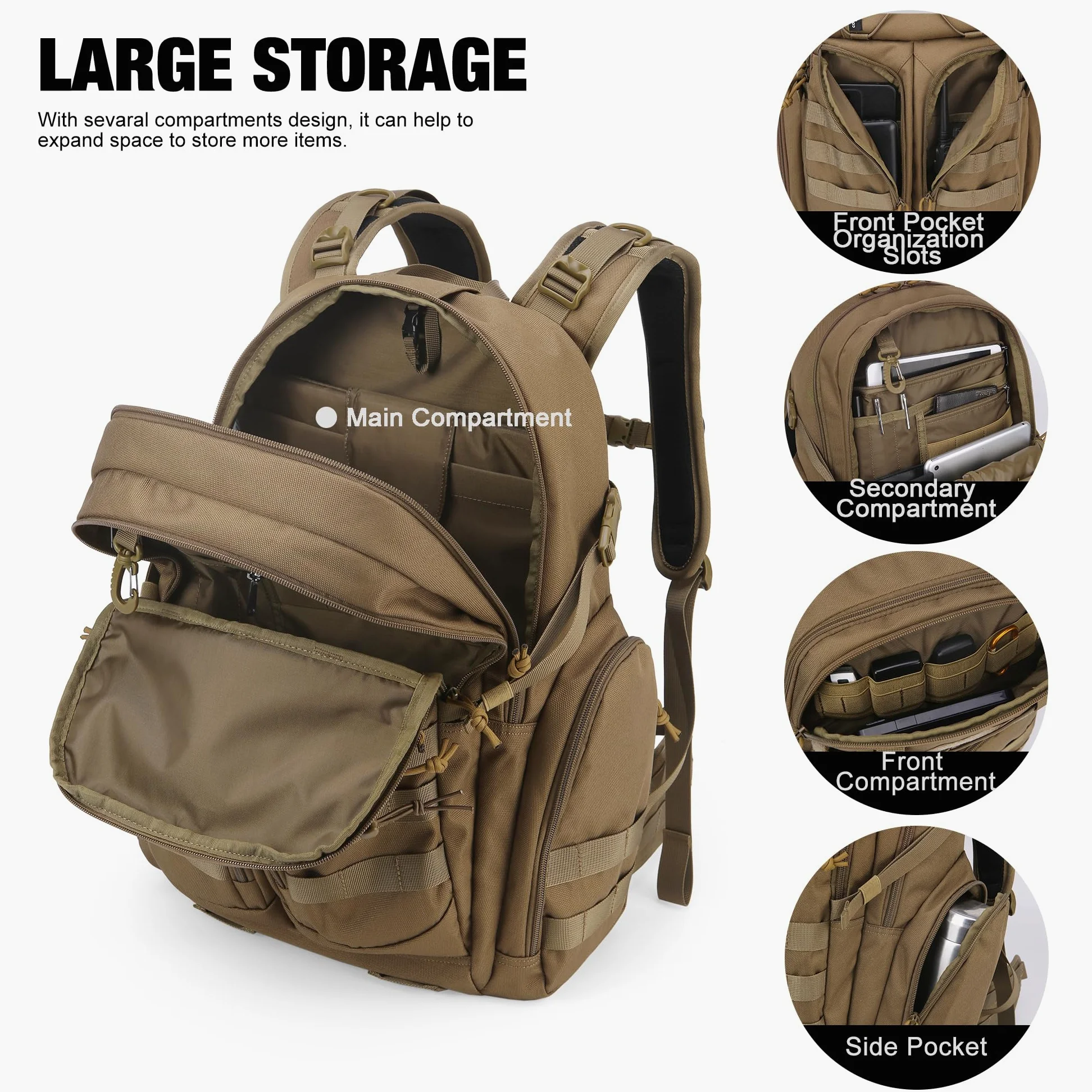 Mardingtop 40L Molle Militar Mochila de Senderismo Mochila Táctica Mochila Exterior Mochila Cordura para Senderismo Montañismo Supervivencia