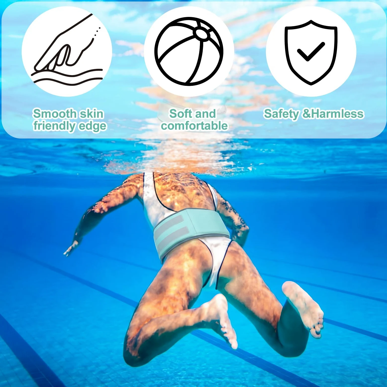 Cinturón de natación para adultos, cinturón flotante con pesas ajustables para piscina para ejercicio acuático, equipo de entrenamiento, herramientas para adultos, ejercicios aeróbicos acuáticos y